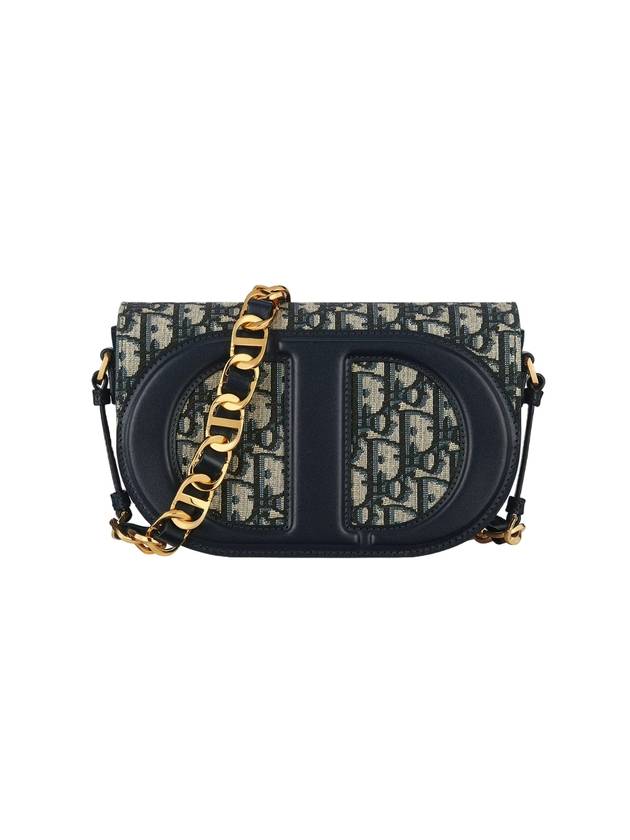 CD Signature Oblique Jacquard Shoulder Bag Blue Dior