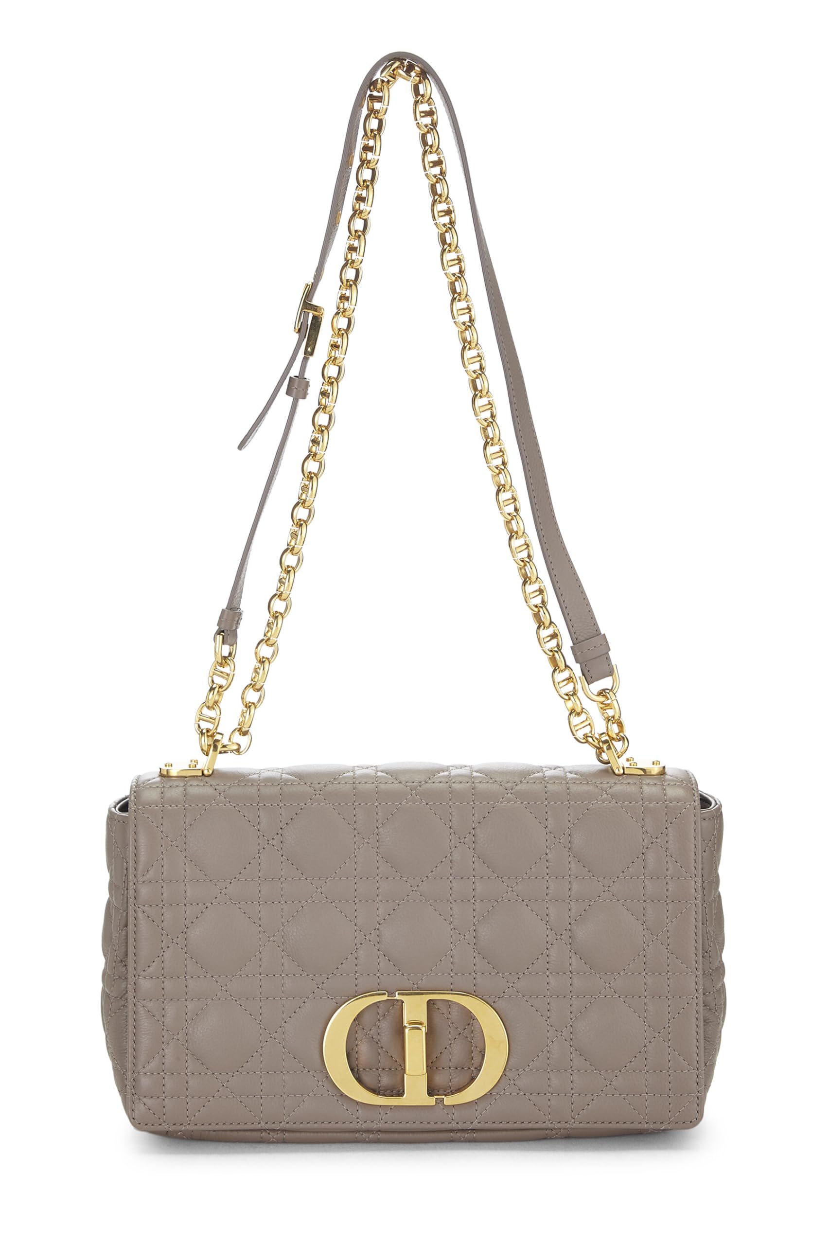 Dior, Beige Cannage Calfskin Caro Bag Medium, Grey