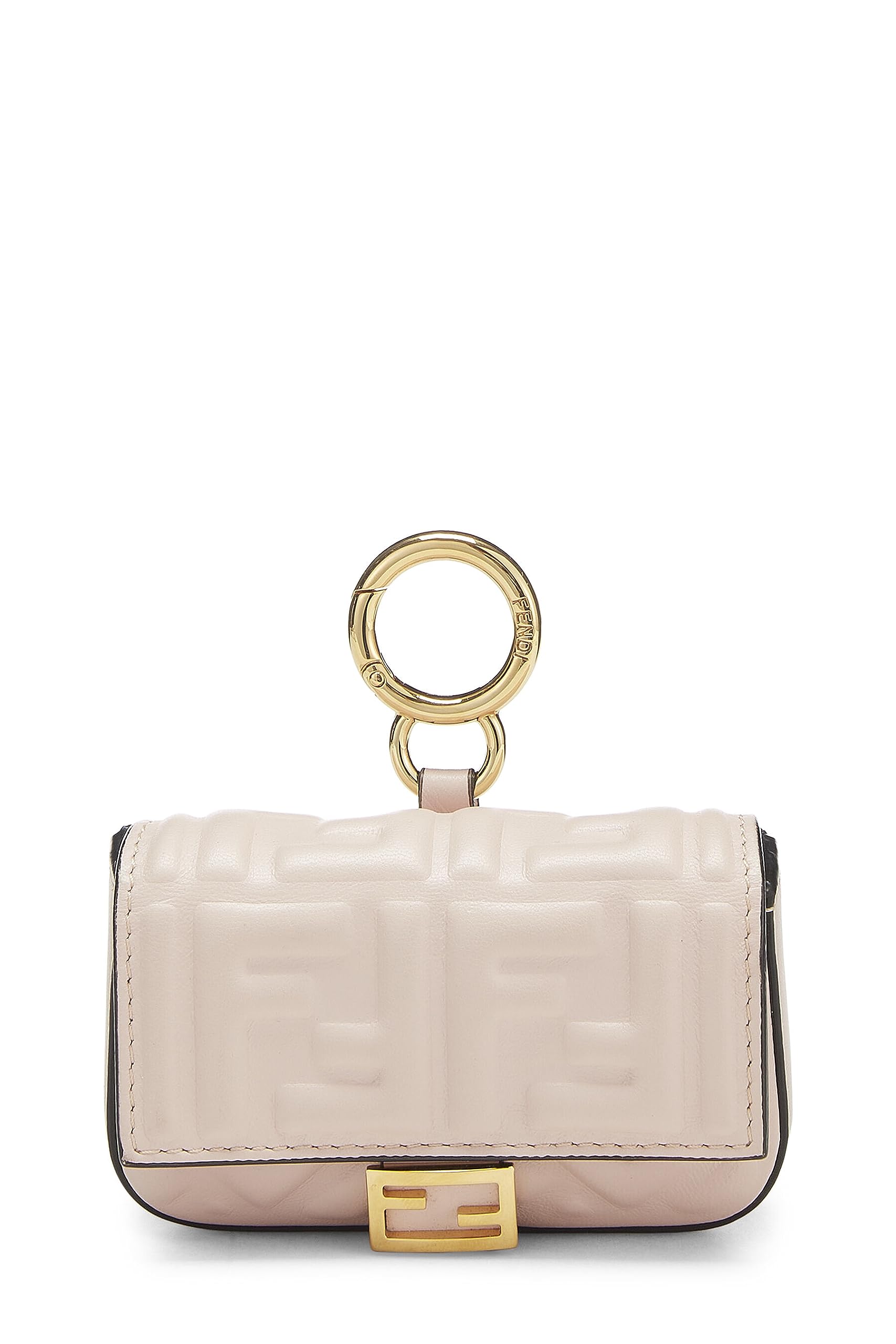 Fendi, Pink Embroidered Convertible Baguette Bag Charm Nano, Pink
