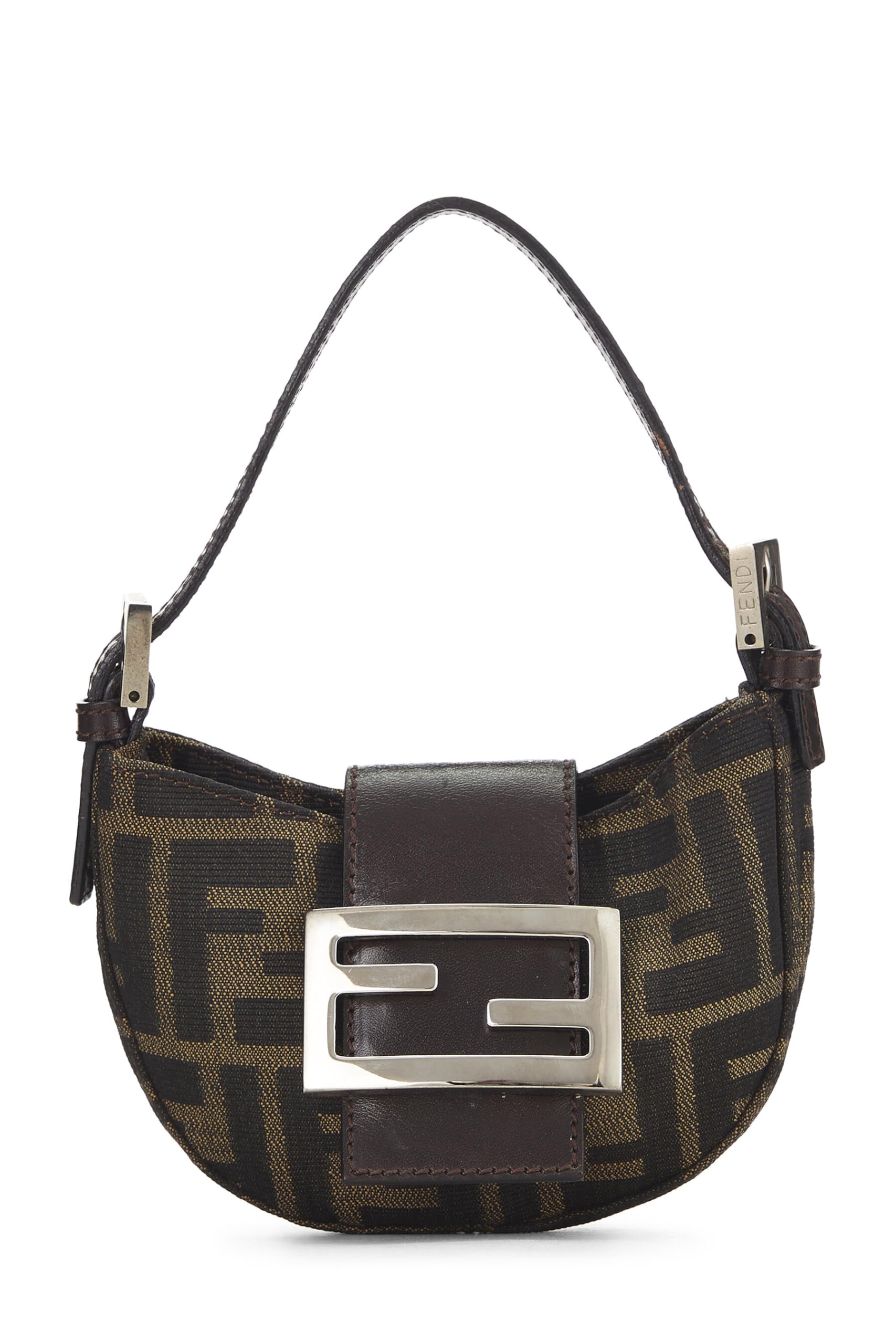Fendi, Brown Zucca Canvas Croissant Mini, Brown