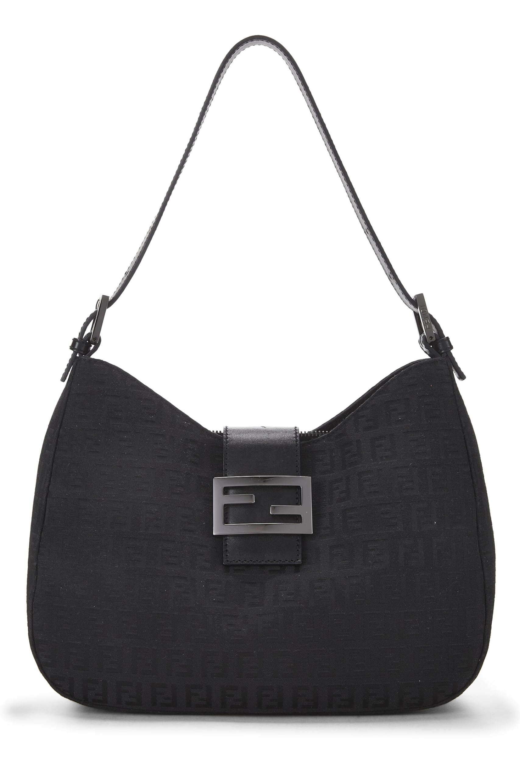 Fendi, Black Zucchino Canvas Shoulder Bag, Black