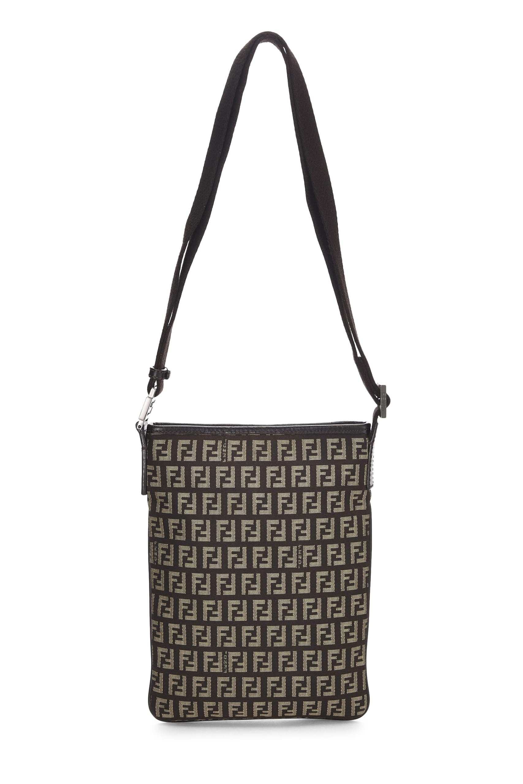 Fendi, Brown Zucchino Canvas Crossbody, Brown