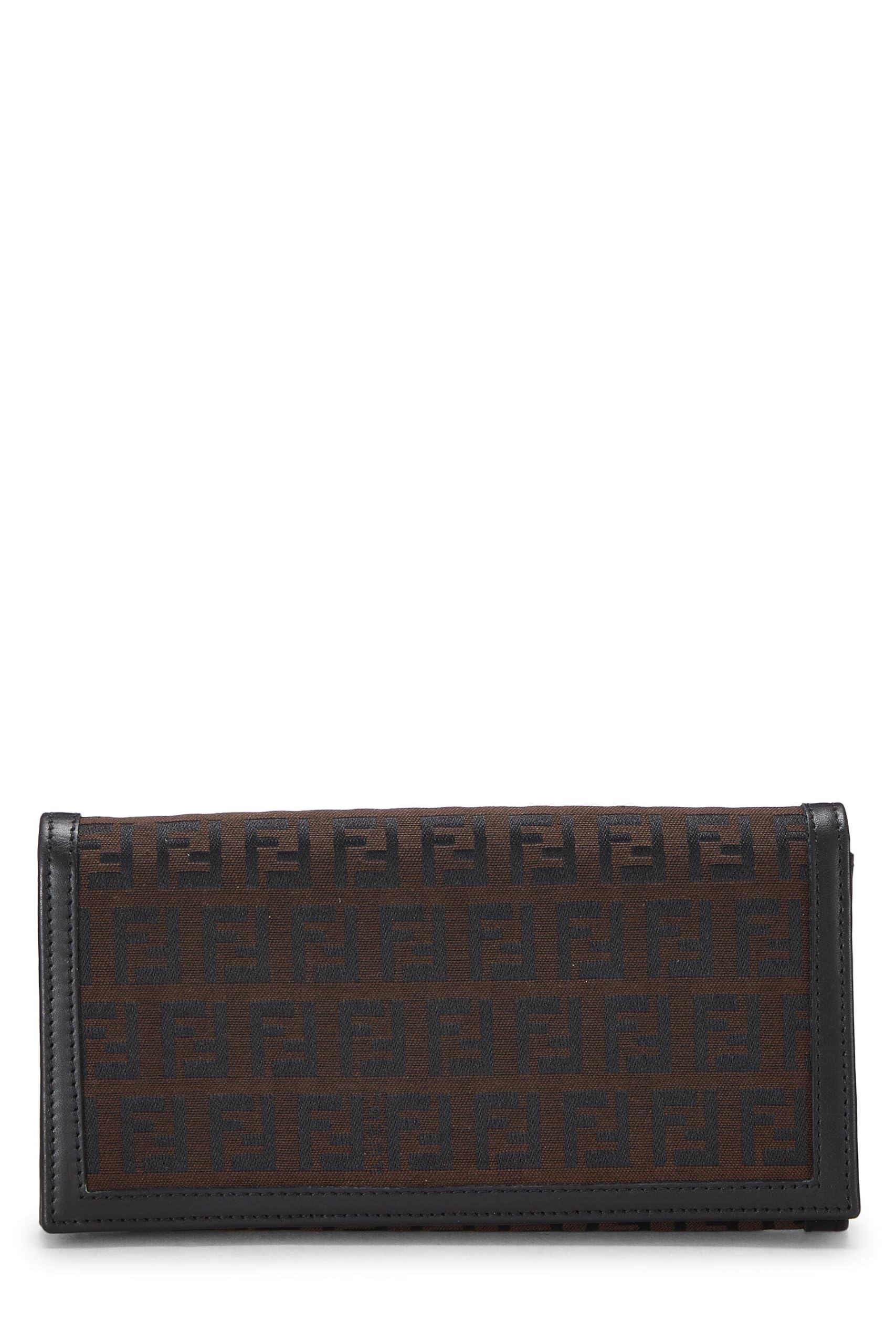 Fendi, Brown Zucchino Canvas Long Wallet, Brown