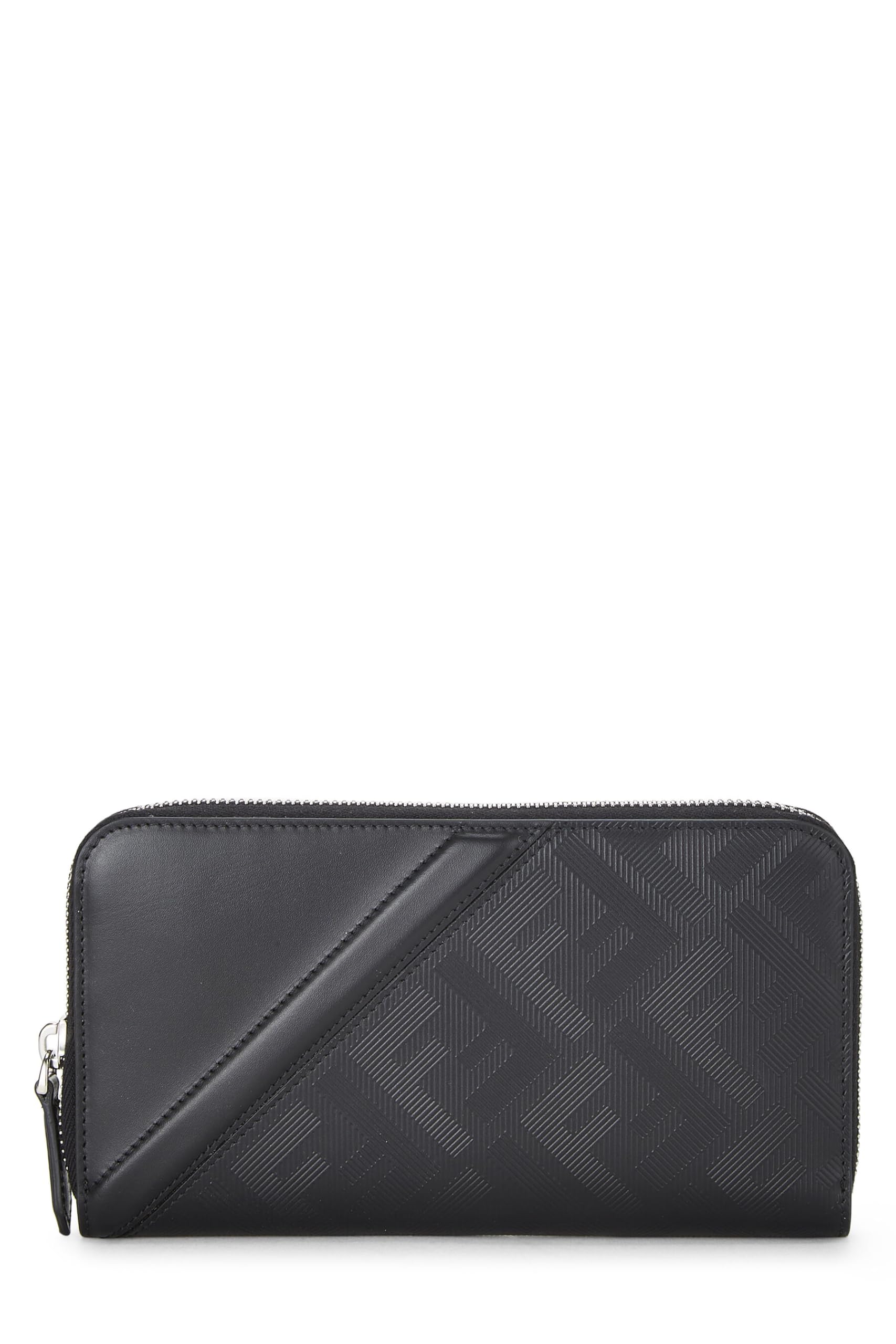 Fendi, Black Zucca Leather Zip Around Wallet, Black