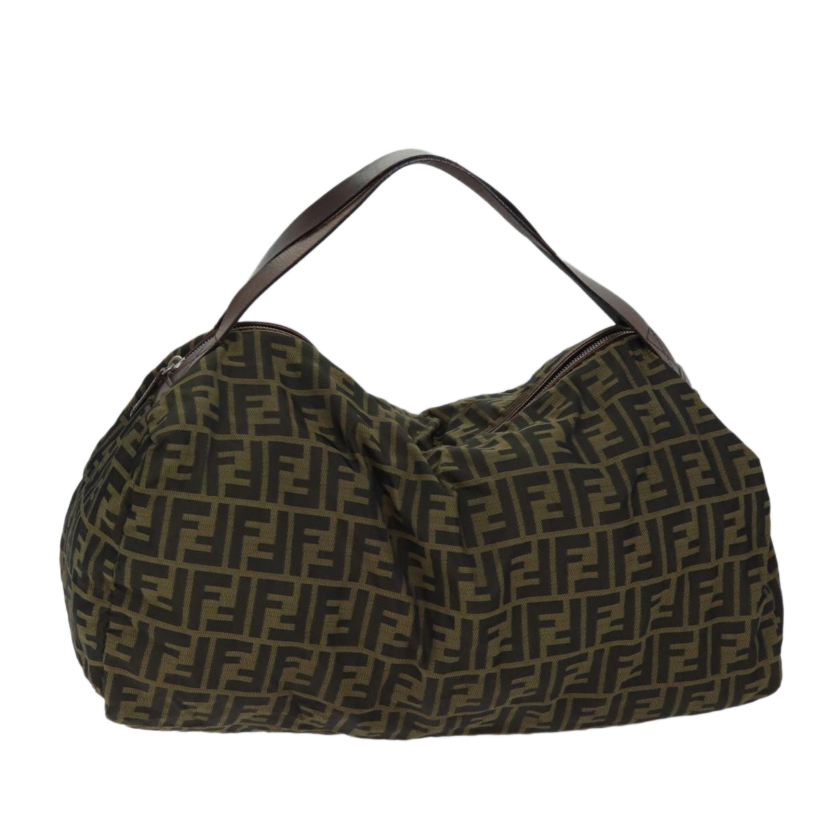 FENDI Zucca Canvas Shoulder Bag Brown Black72418