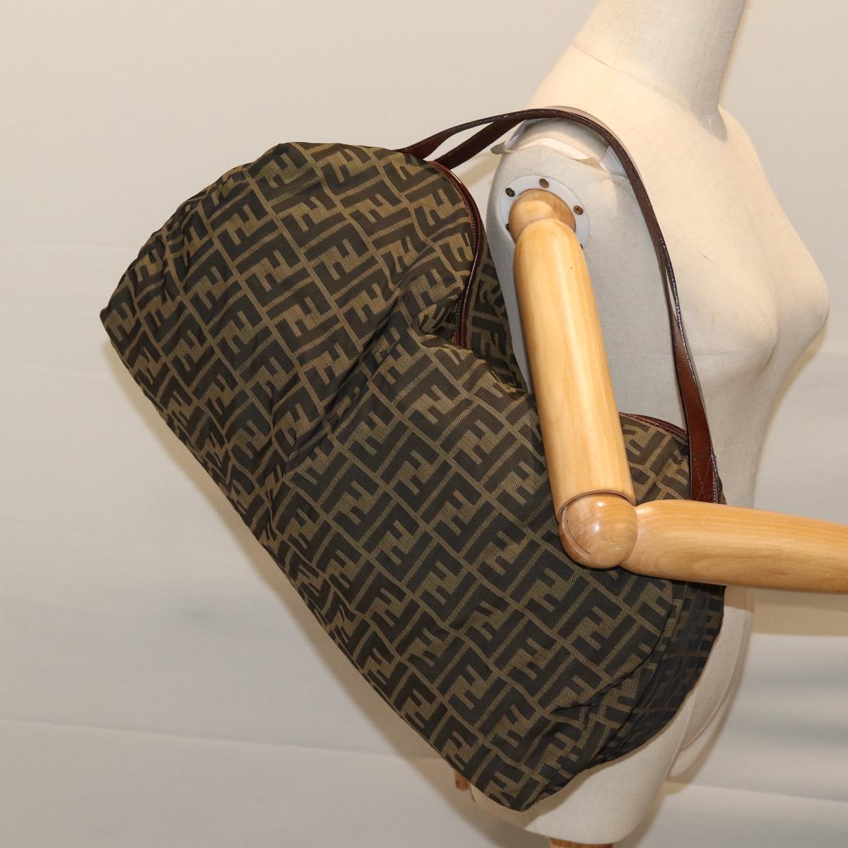 FENDI Zucca Canvas Shoulder Bag Brown Black72418
