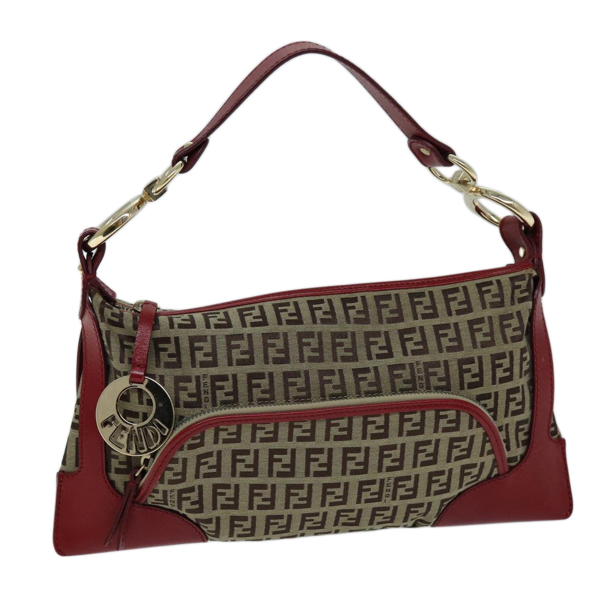 FENDI Zucchino Canvas Shoulder Bag Beige73133
