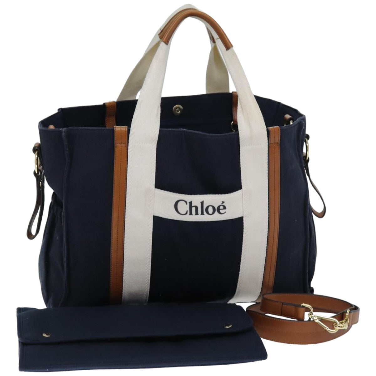 Chloe Tote Bag Canvas 2way Navy 74668