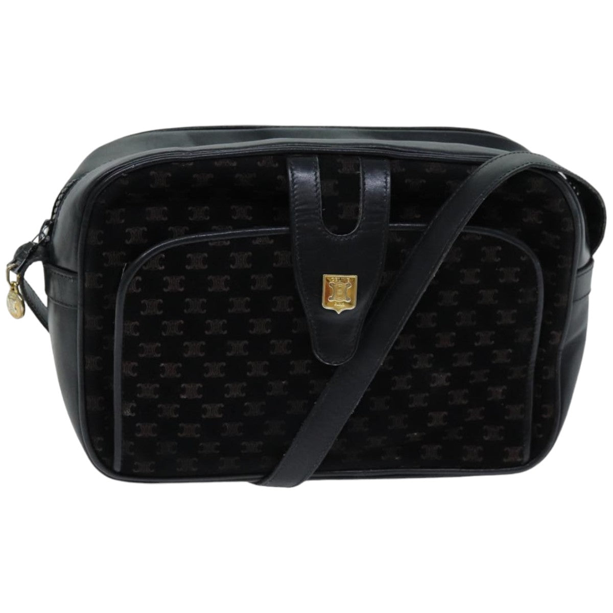 CELINE Macadam Canvas Shoulder Bag Black 76081