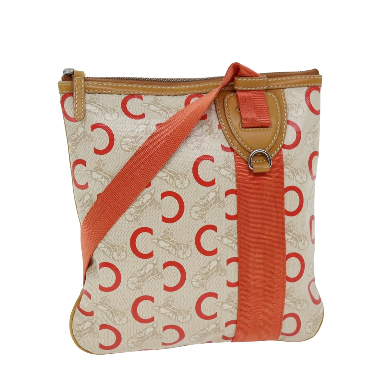 CELINE C Macadam Canvas Shoulder Bag Orange 77327