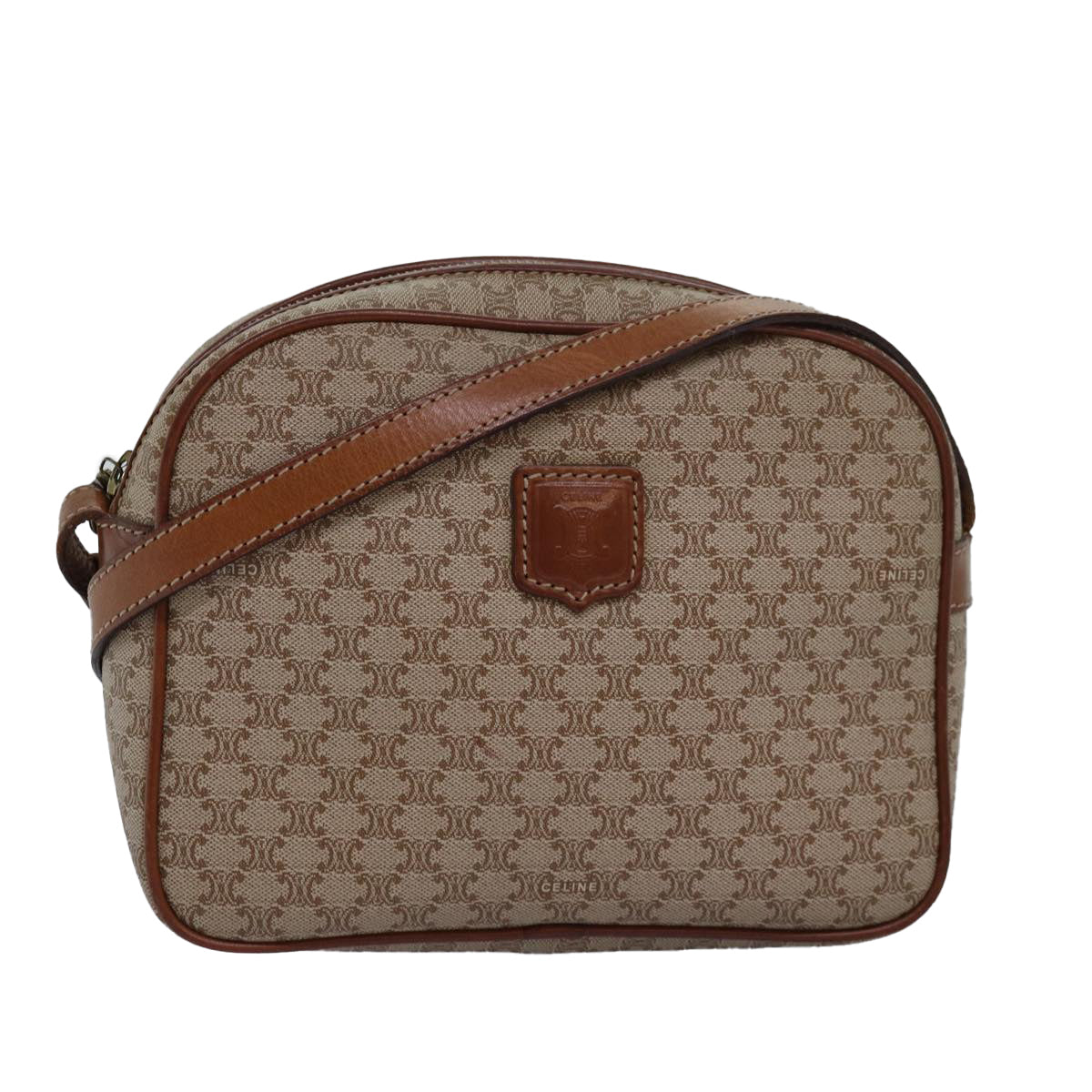 CELINE Macadam Canvas Shoulder Bag Beige 77624