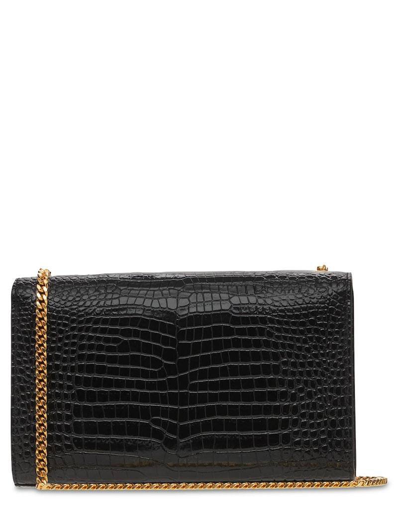 Saint Laurent SMALL KATE CROC EMBOSSED LEATHER BAG
