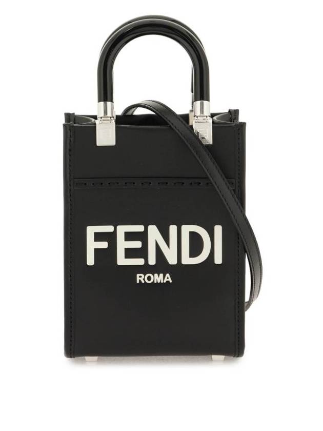 Fendi Sunshine Shopper Small Leather Tote Bag Black