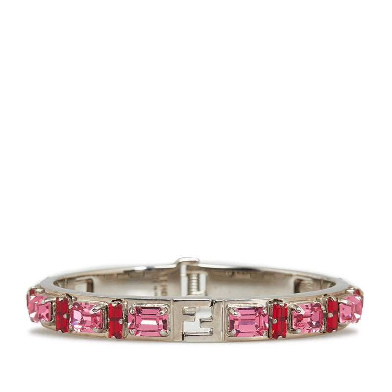 Fendi Colourstone Bracelet Bangle Silver Pink Metal  Fendi