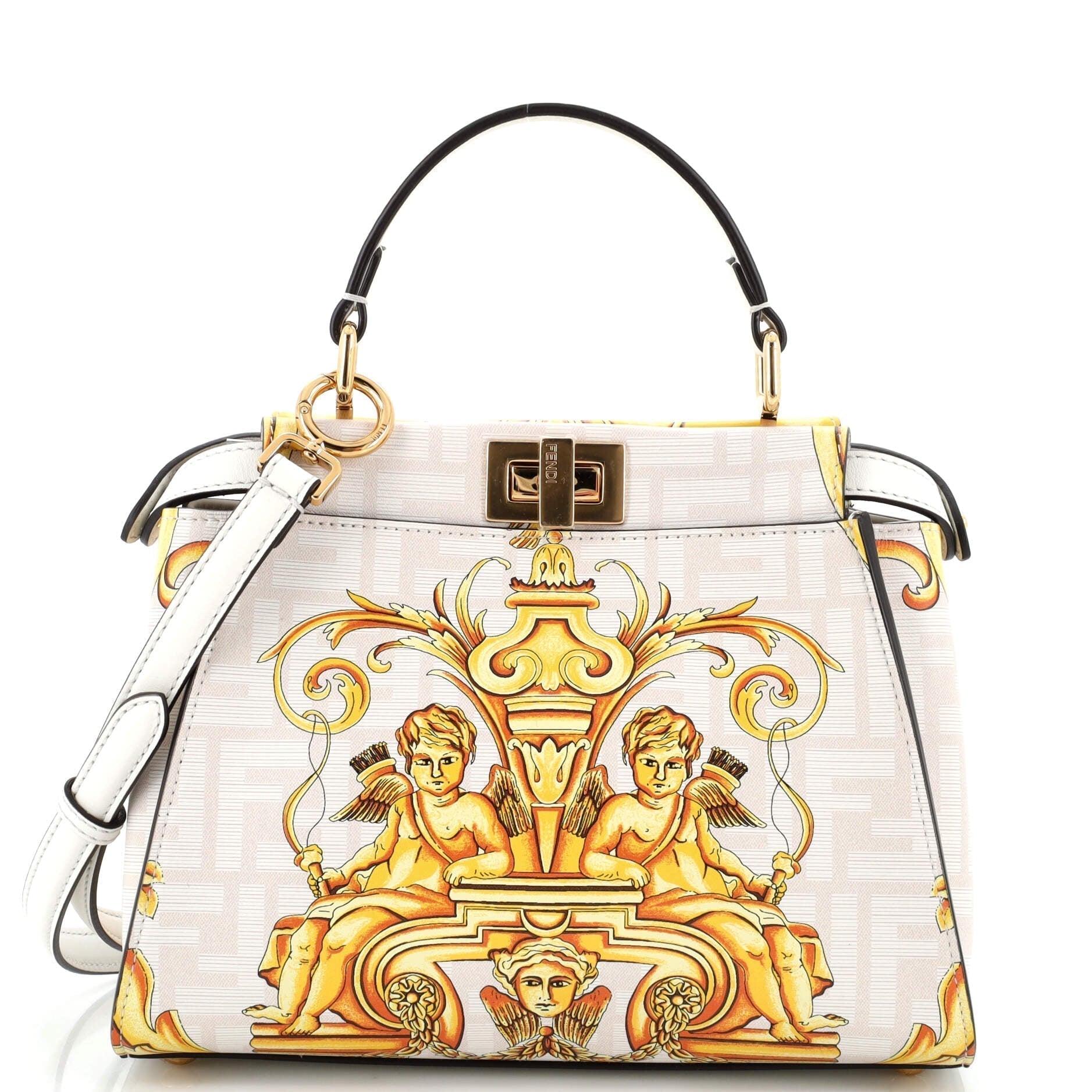 FENDI x Versace Fendace Peekaboo Bag Printed Zucca Leather Mini