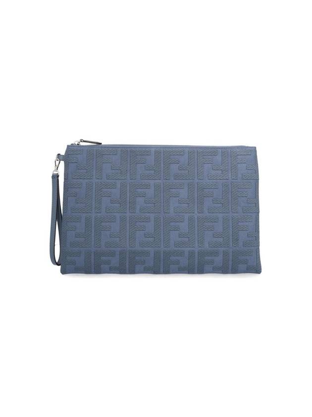 Fendi FF Logo Flat Large Clutch Bag Blue