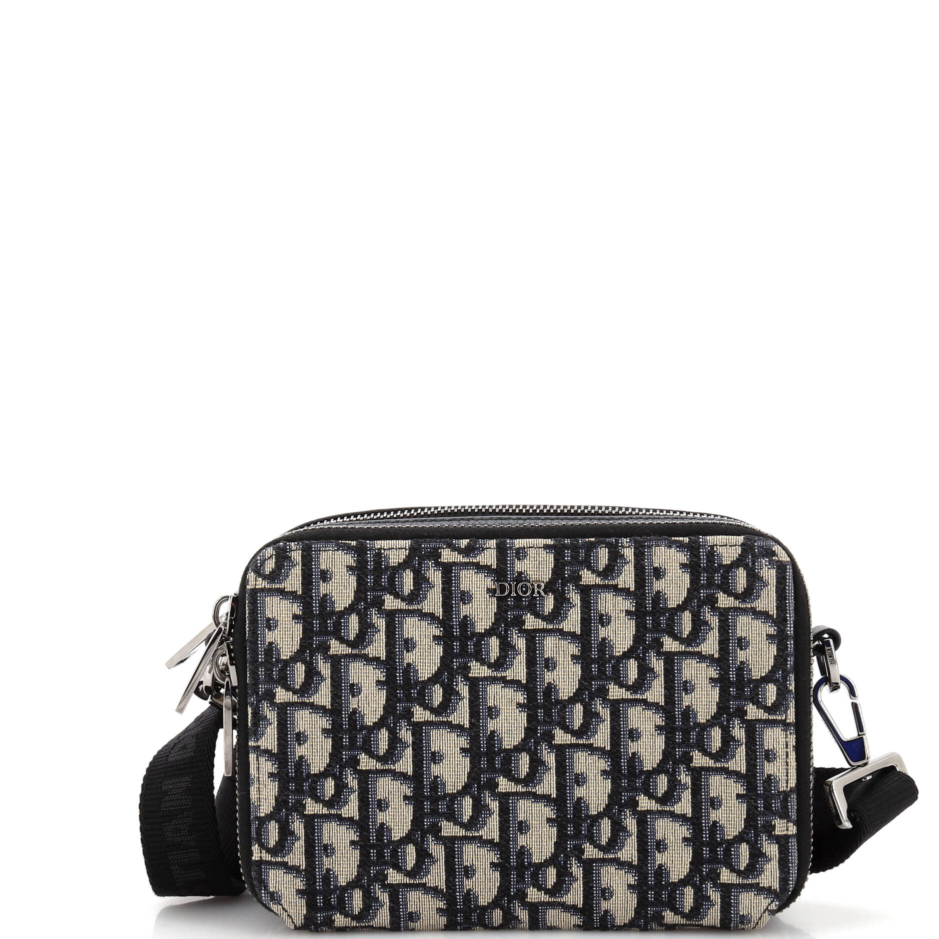 Dior Double Zip Crossbody Pouch Oblique Canvas