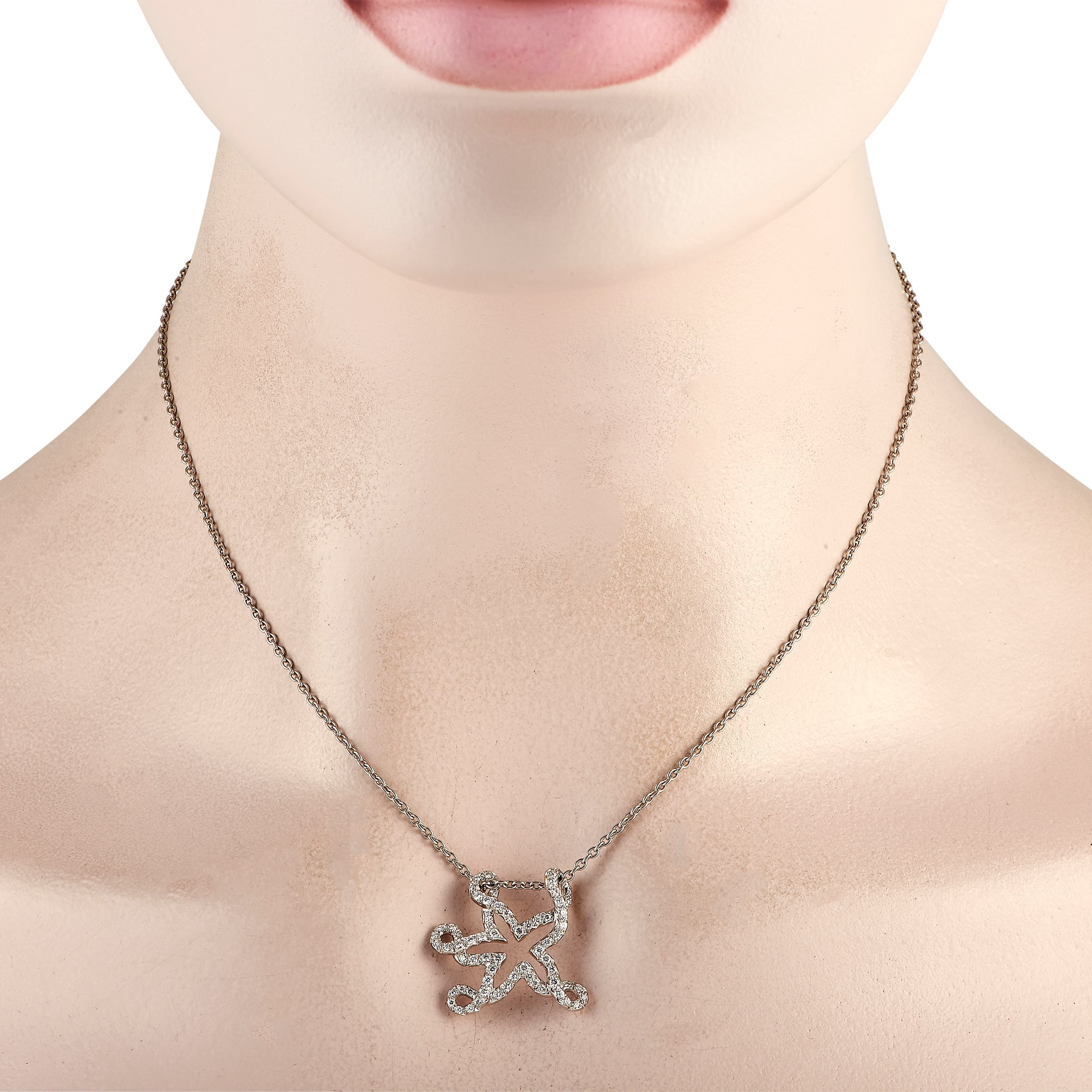 Dior 18K White Gold 0.65ct Diamond Starfish Necklace