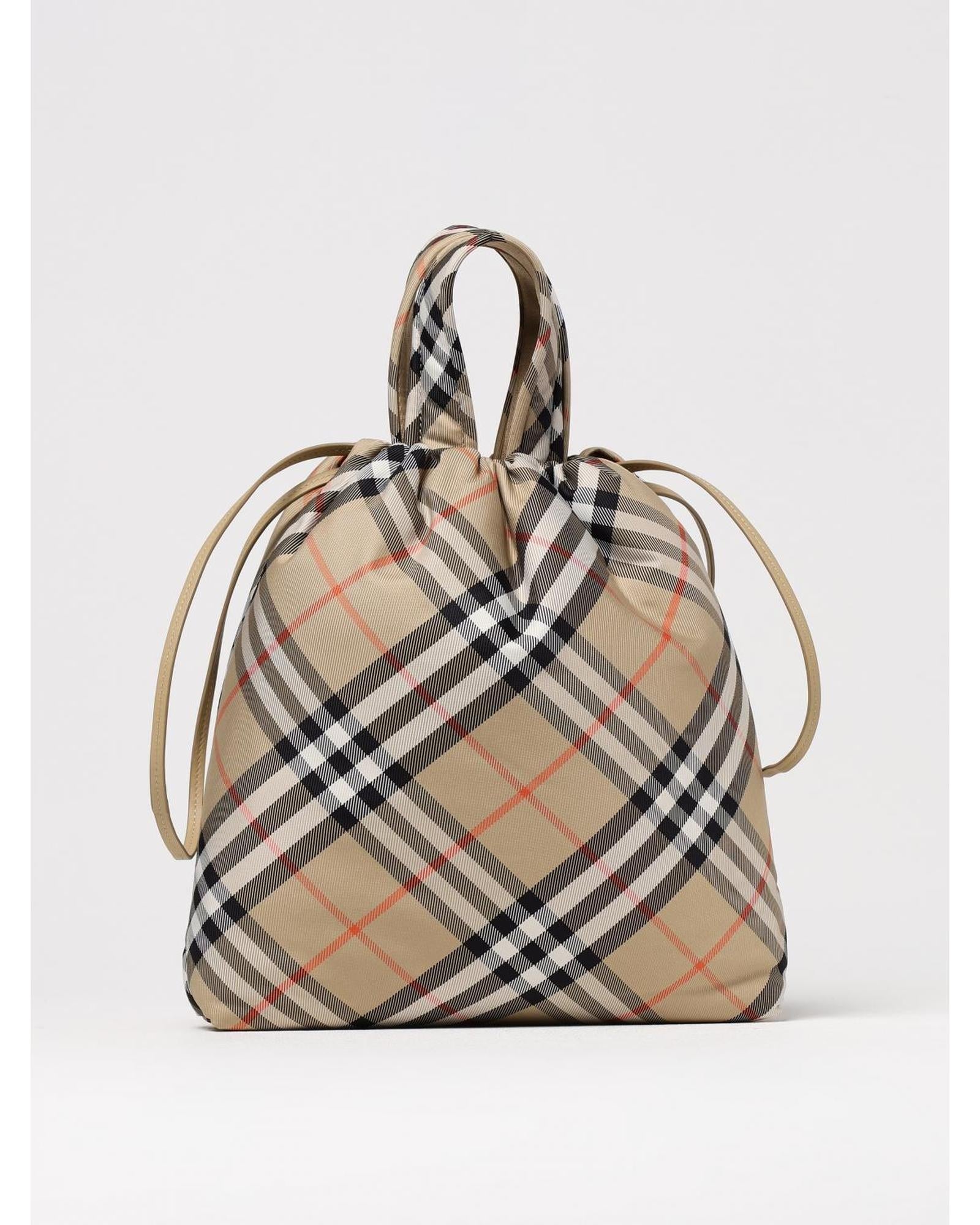Burberry Drawstring Check Handbag Kids Sand Bags
