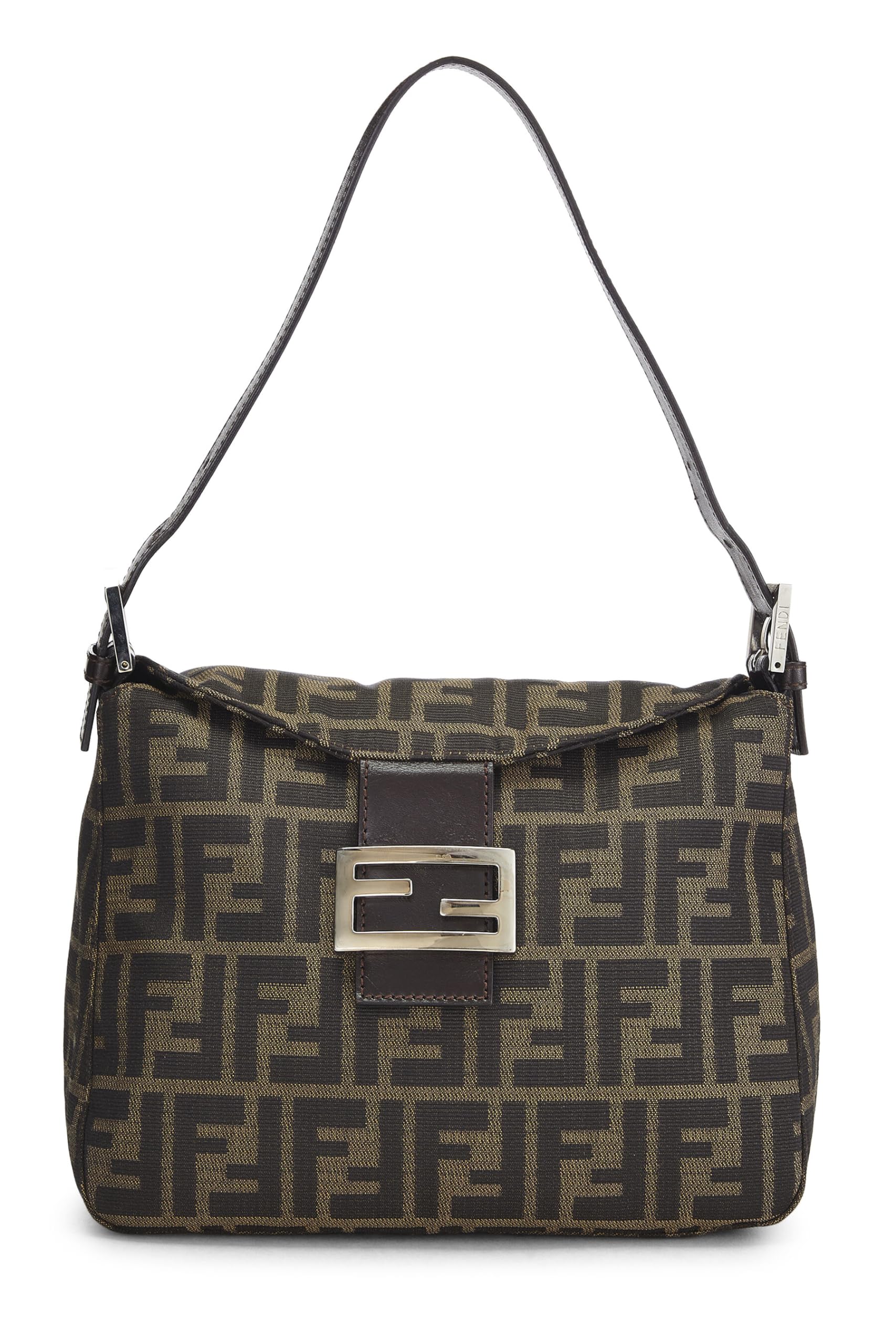 Fendi, Brown Zucca Canvas Shoulder Bag, Brown