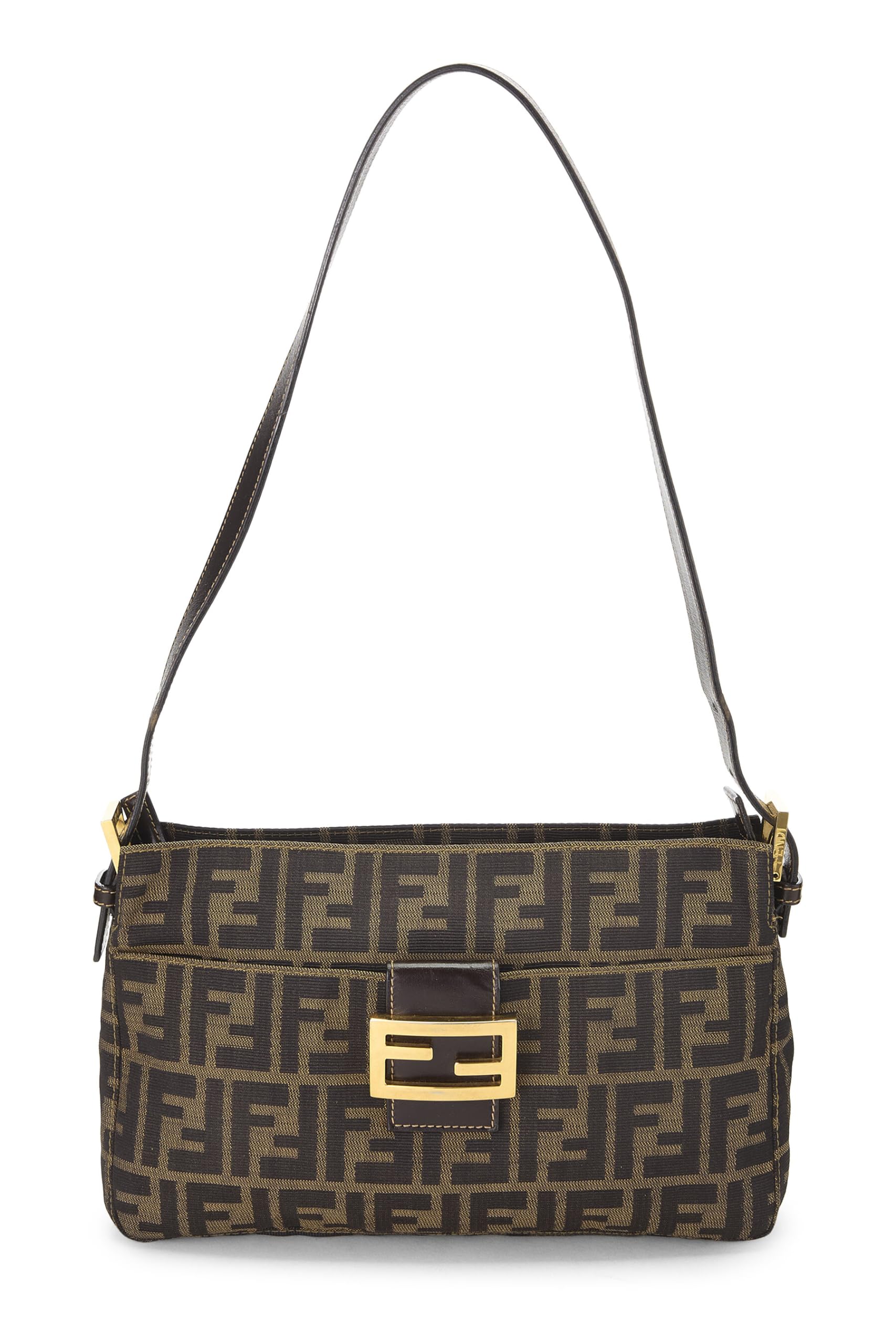 Fendi, Brown Zucca Canvas Shoulder Bag, Brown