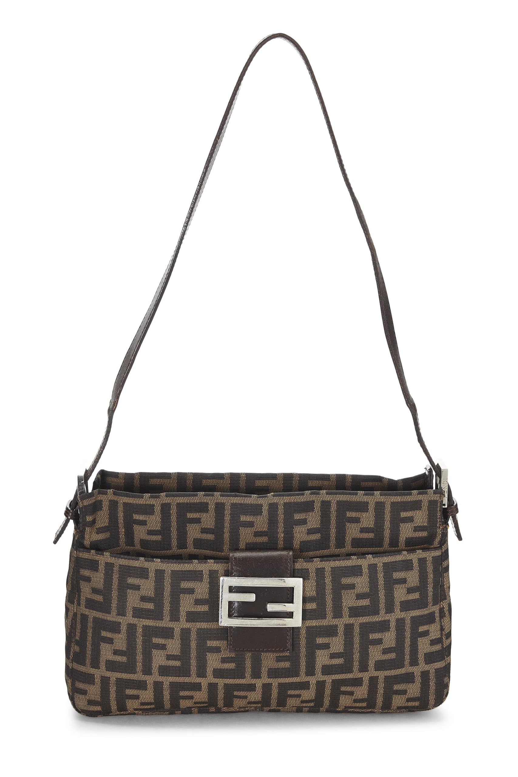 Fendi, Brown Zucca Canvas Shoulder Bag, Brown