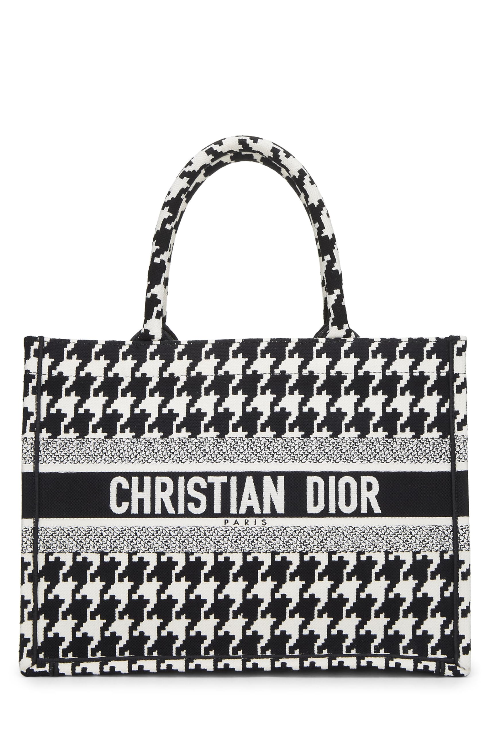 Dior, Black & White Houndstooth Book Tote Medium, Multi