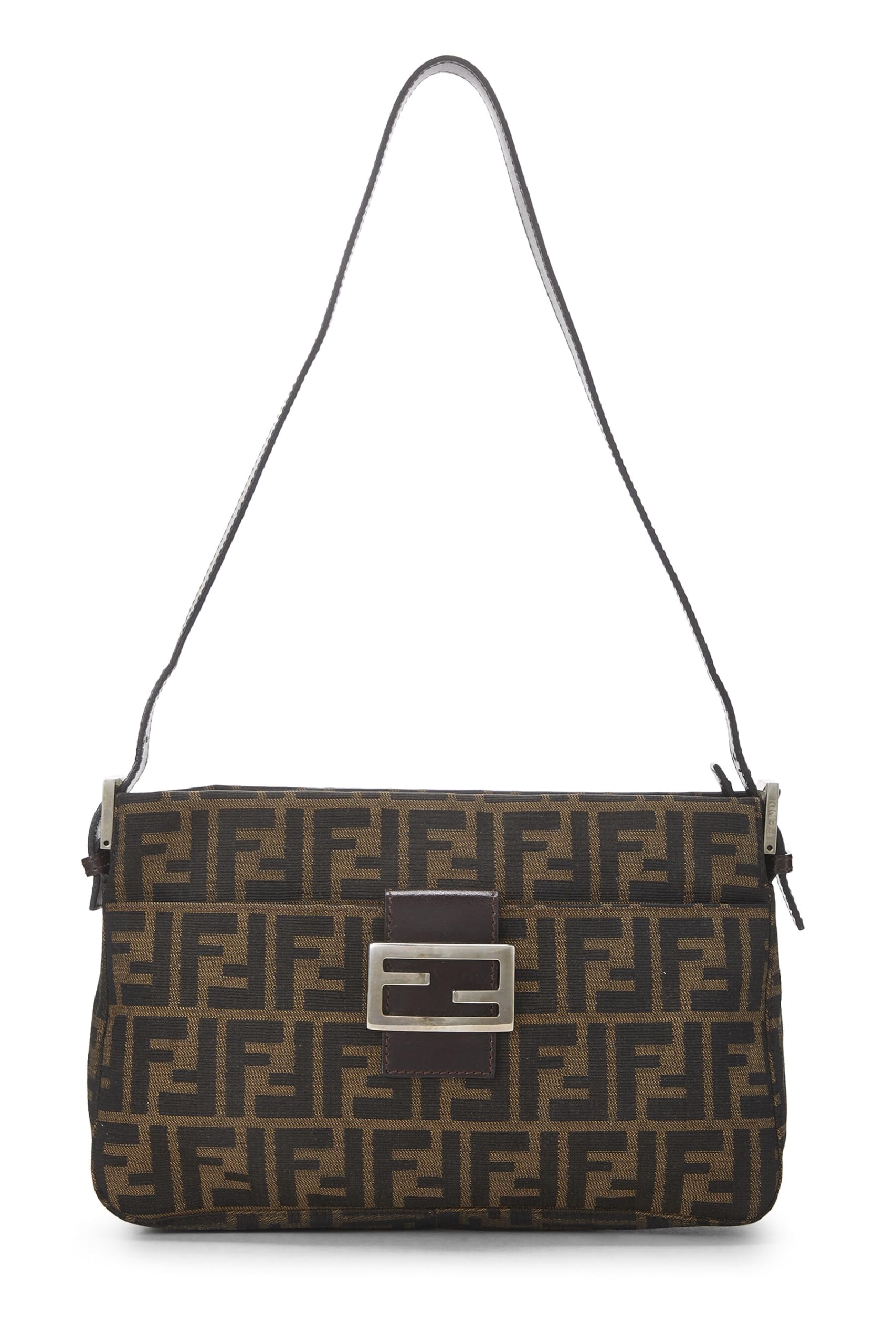 Fendi, Brown Zucca Canvas Shoulder Bag, Brown