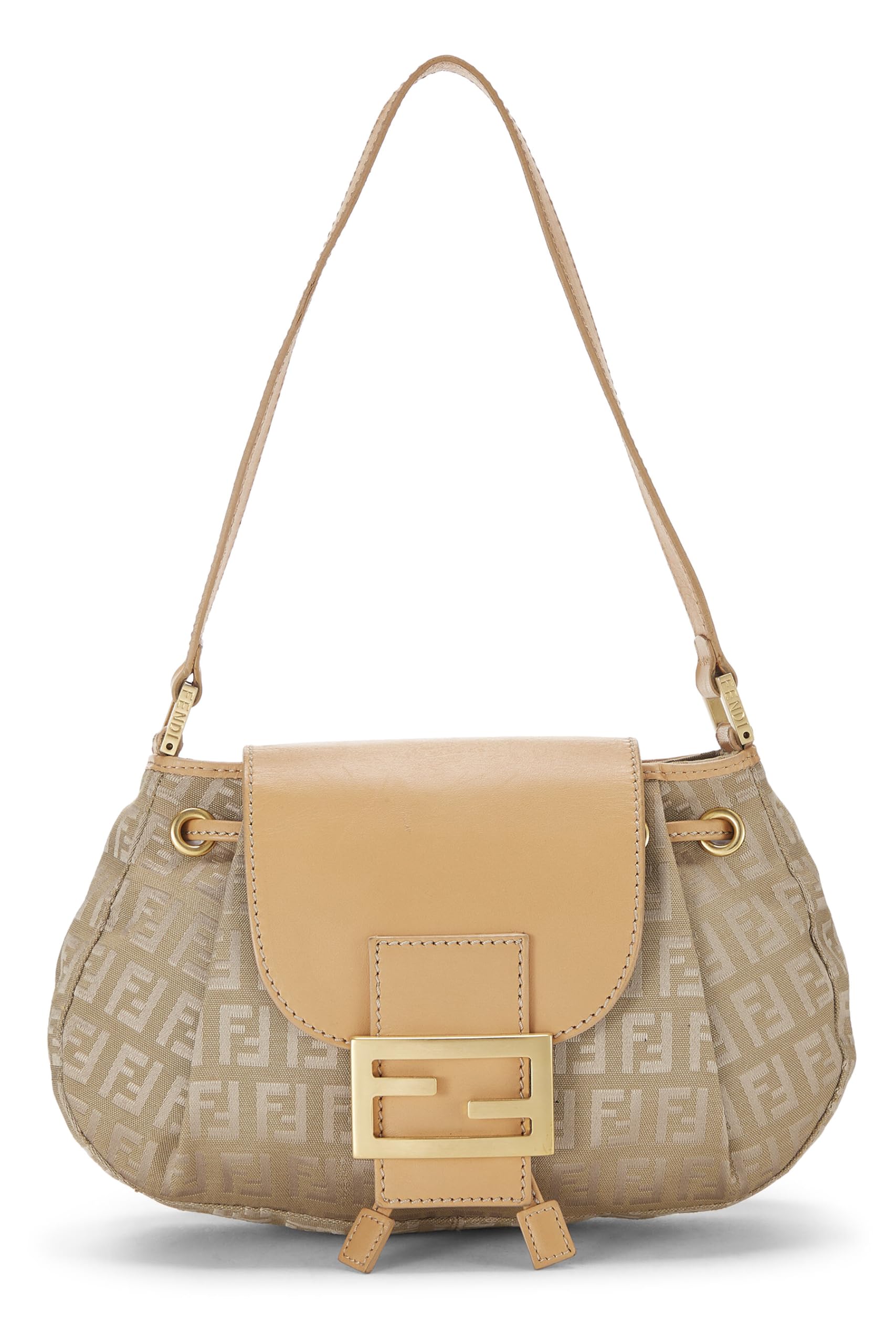Fendi, Beige Nylon Zucchino Shoulder Bag, Beige