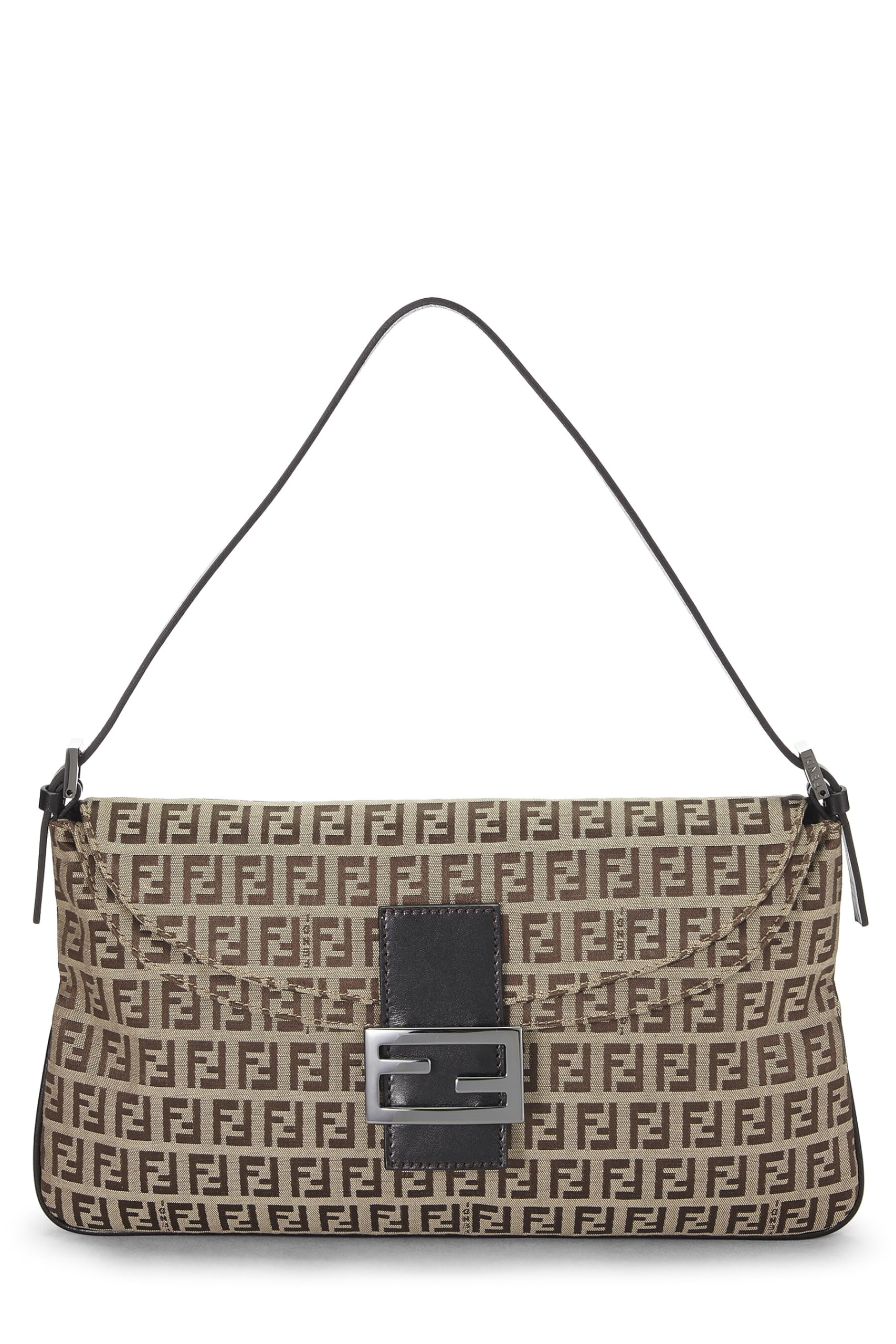 Fendi, Brown Zucchino Canvas Shoulder Bag, Brown