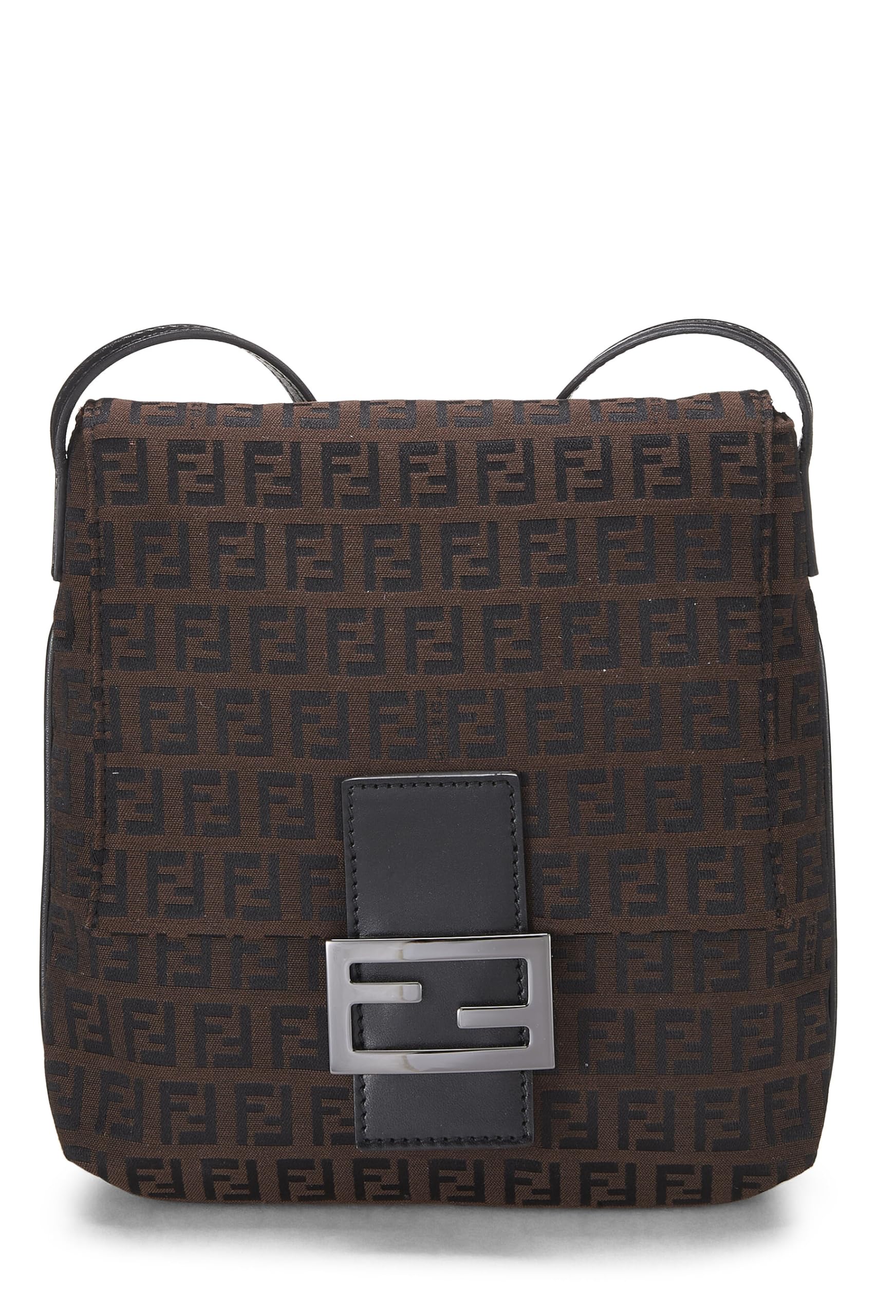 Fendi, Brown Zucchino Canvas Tube Messenger Small, Brown