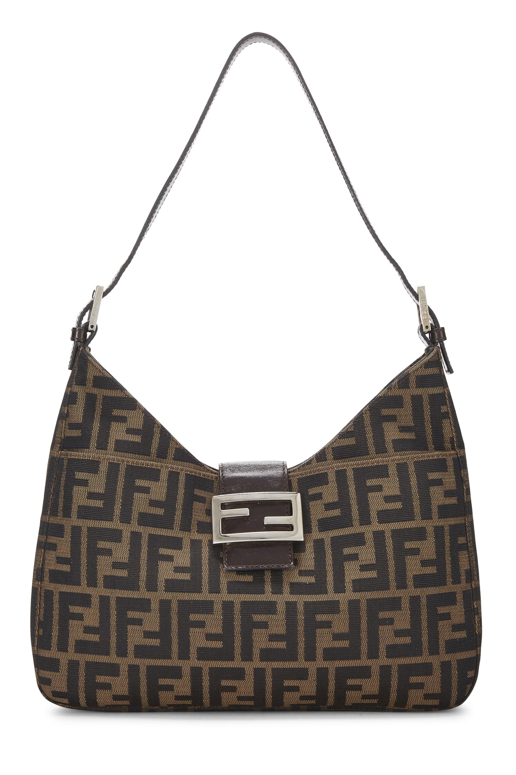 Fendi, Brown Zucca Canvas Shoulder Bag, Brown