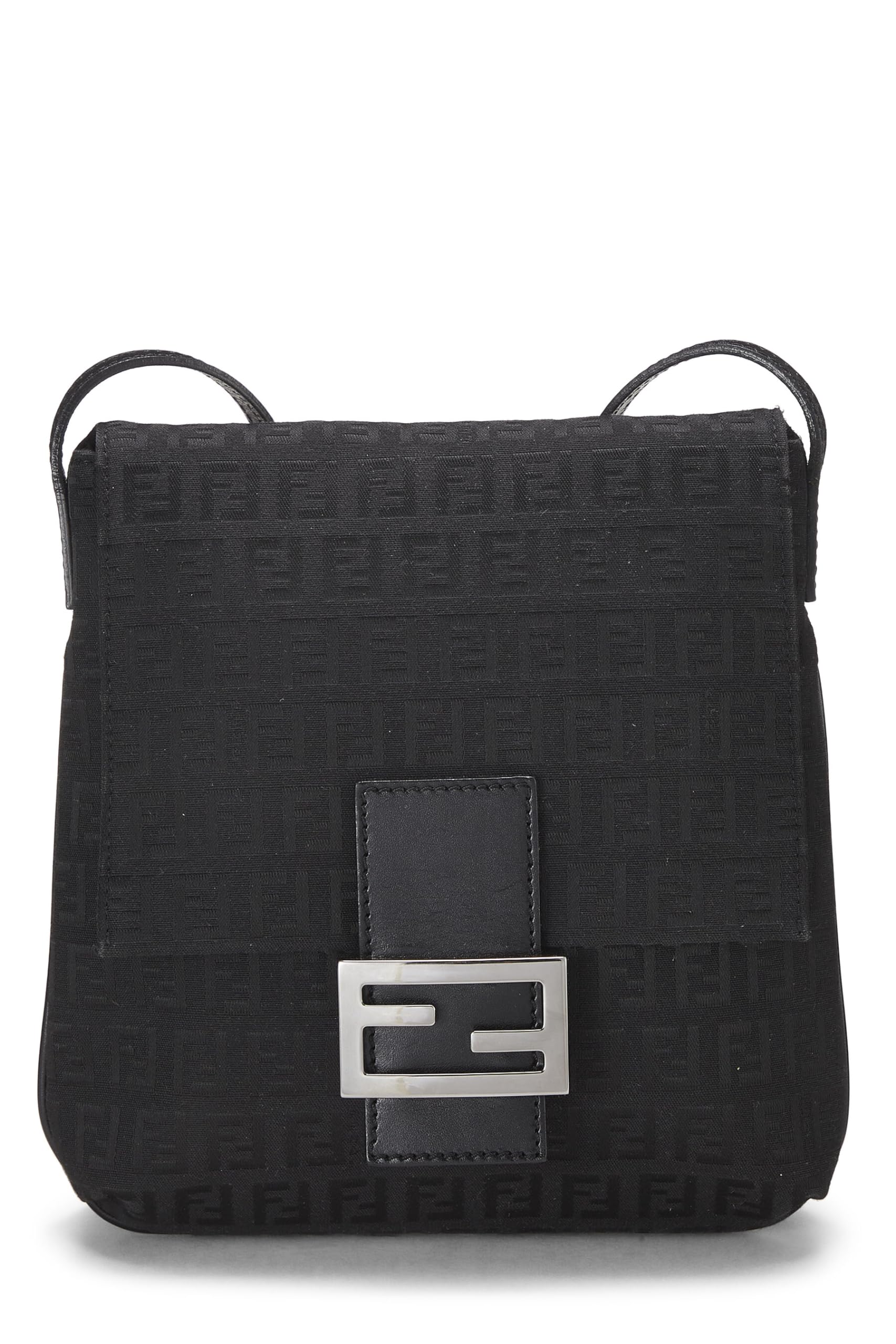 Fendi, Black Zucchino Canvas Messenger Small, Black