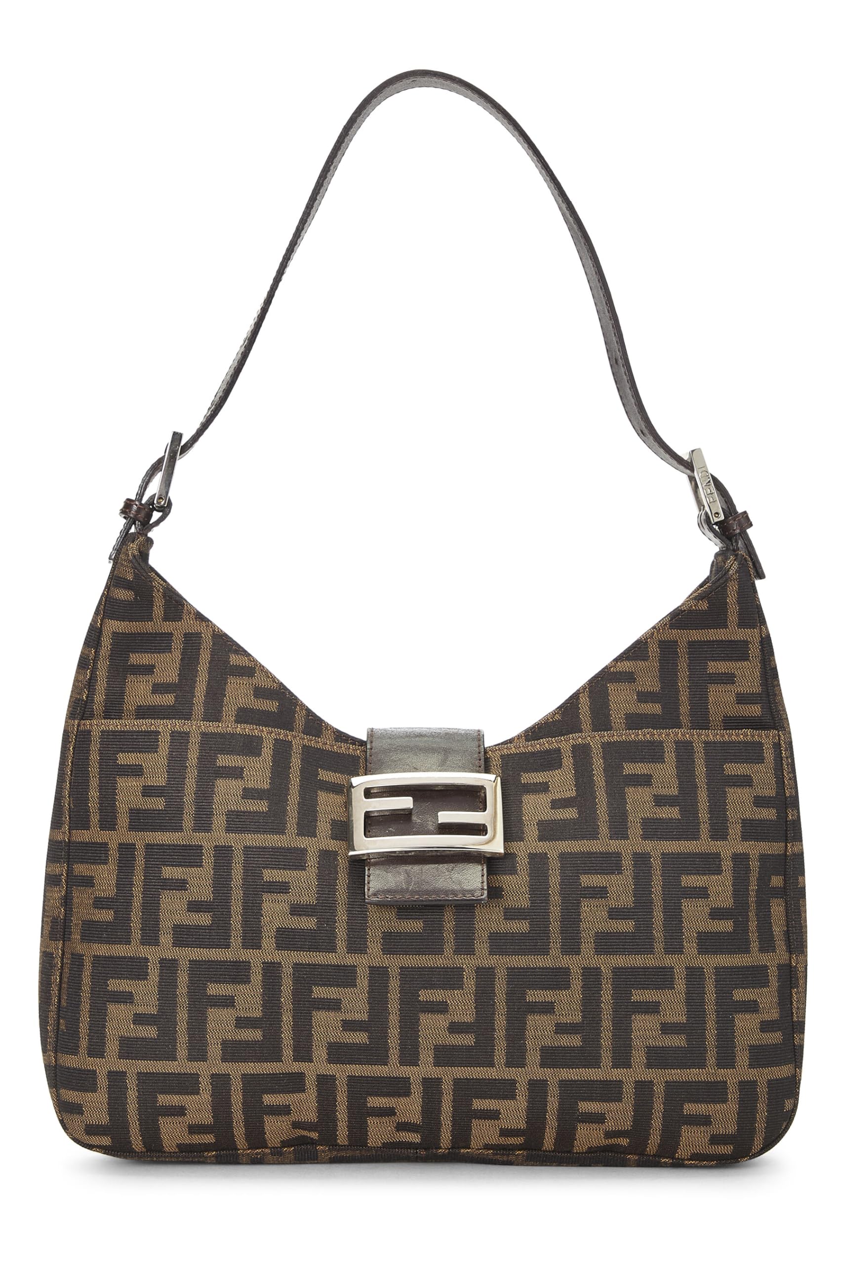 Fendi, Brown Zucca Canvas Shoulder Bag, Brown