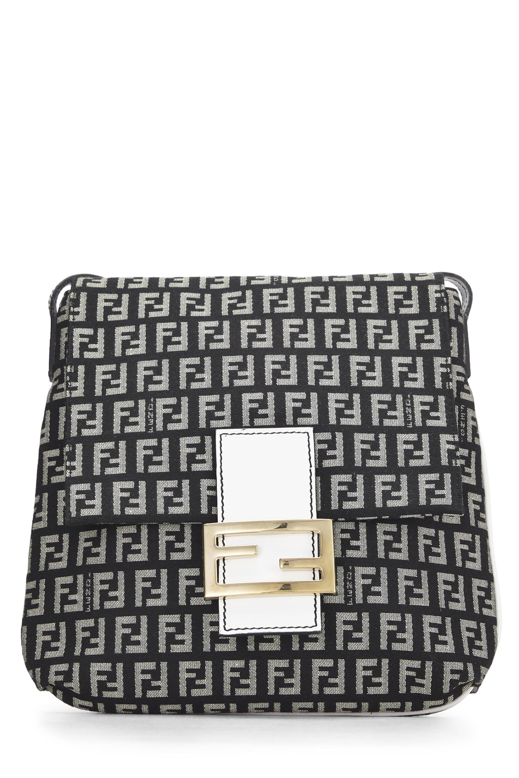 Fendi, Navy Zucchino Canvas Tube Messenger, White