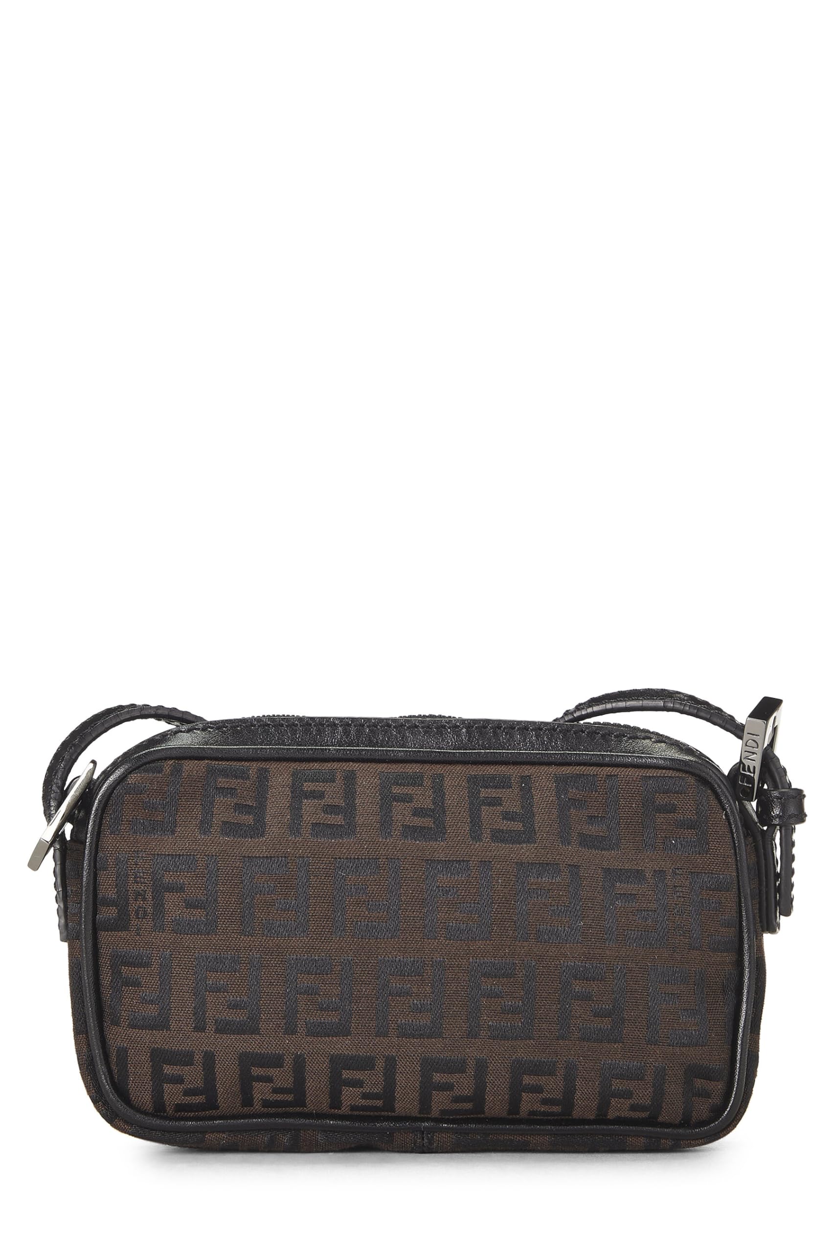 Fendi, Brown Zucchino Canvas Crossbody Mini, Brown