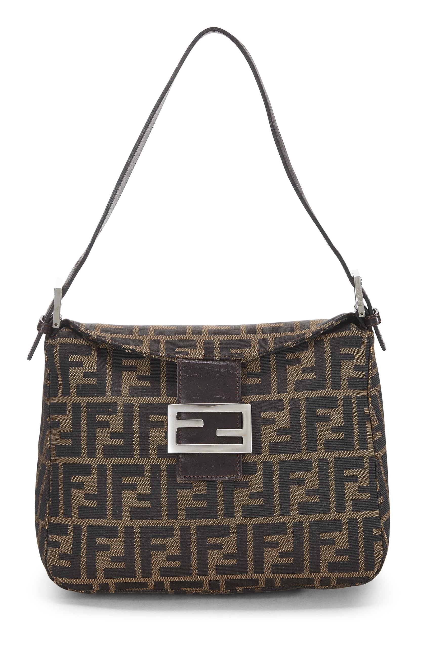 Fendi, Brown Zucca Canvas Shoulder Bag, Brown