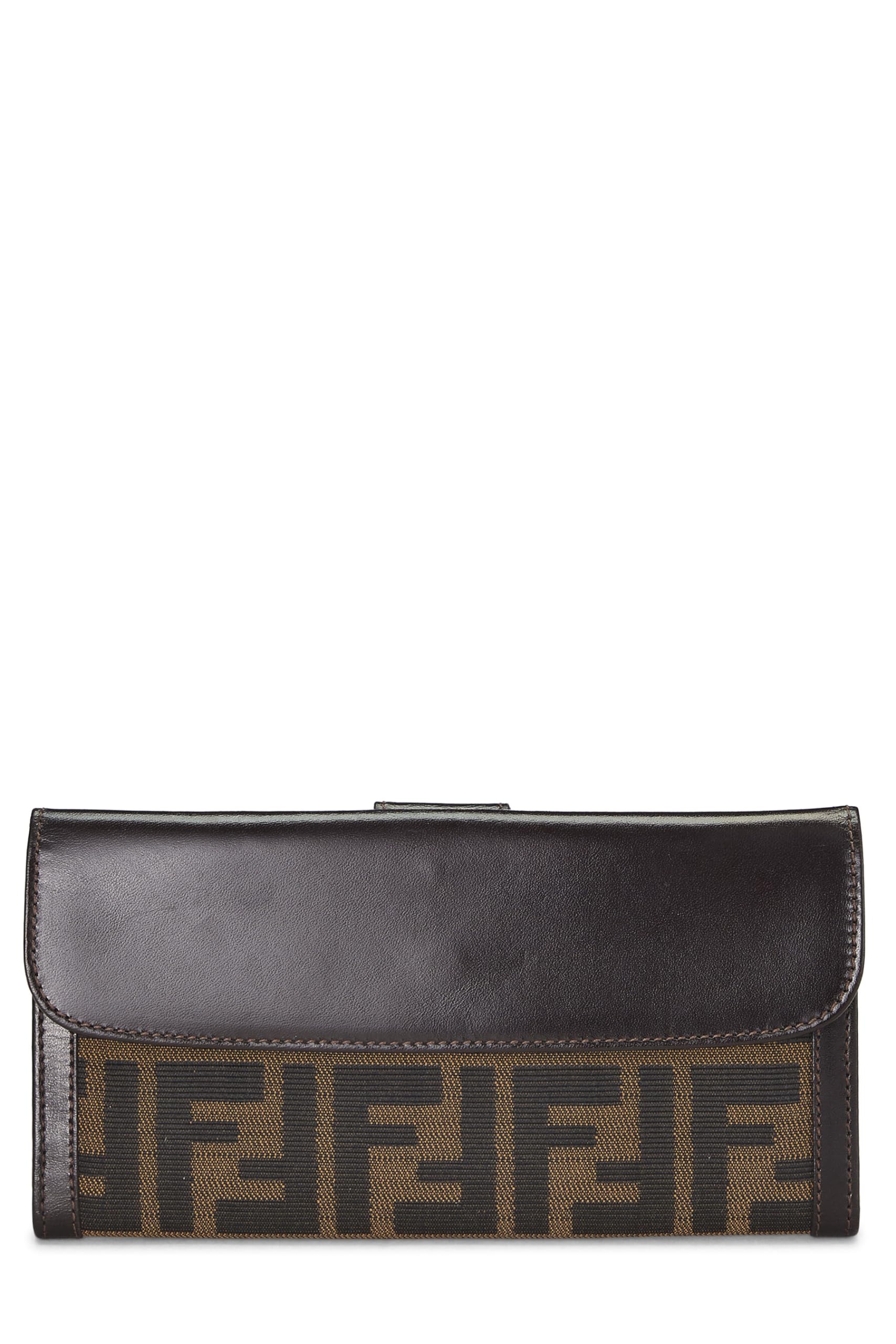 Fendi, Brown Zucca Canvas Long Wallet, Brown