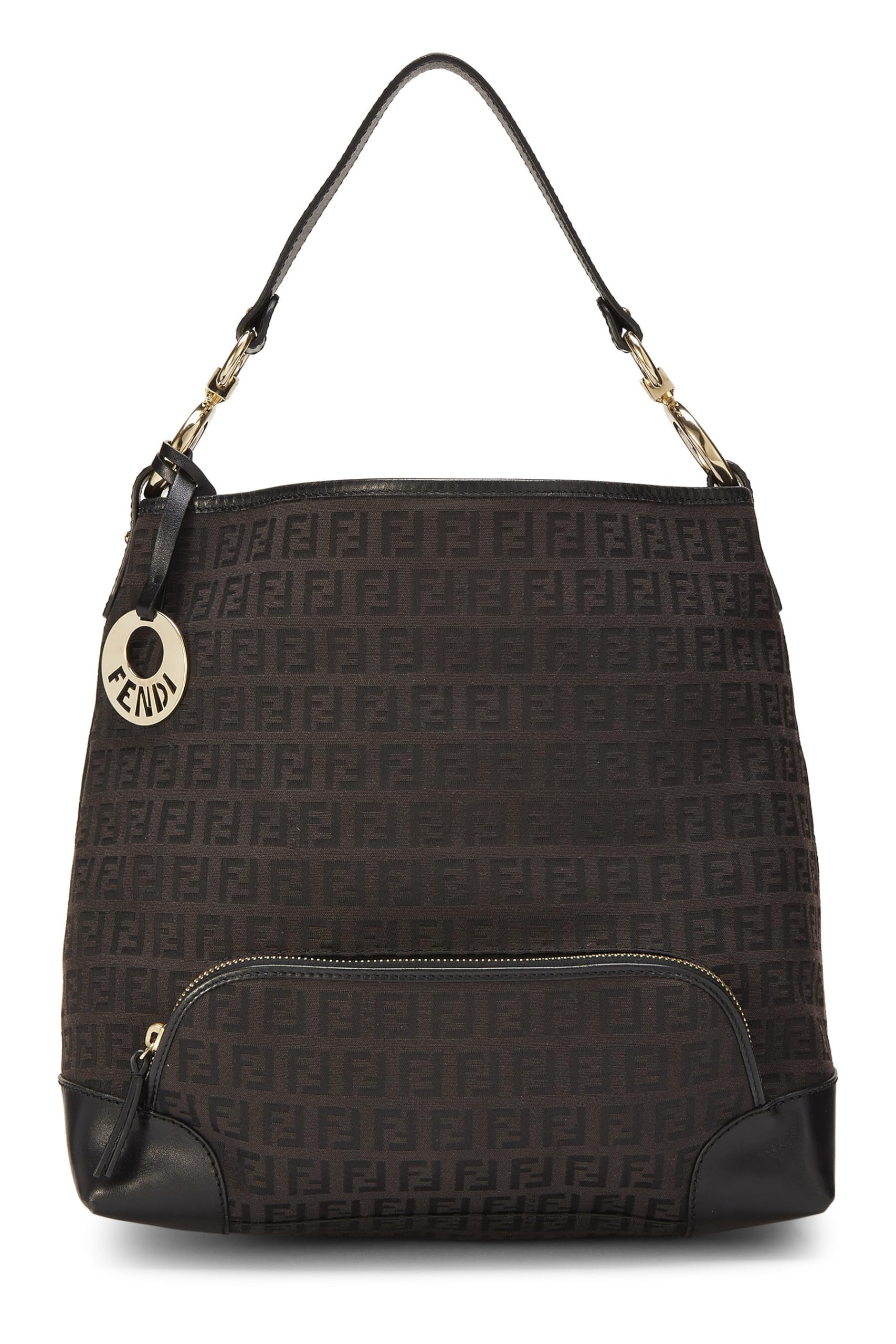 Fendi, Black Zucchino Canvas Hobo, Black