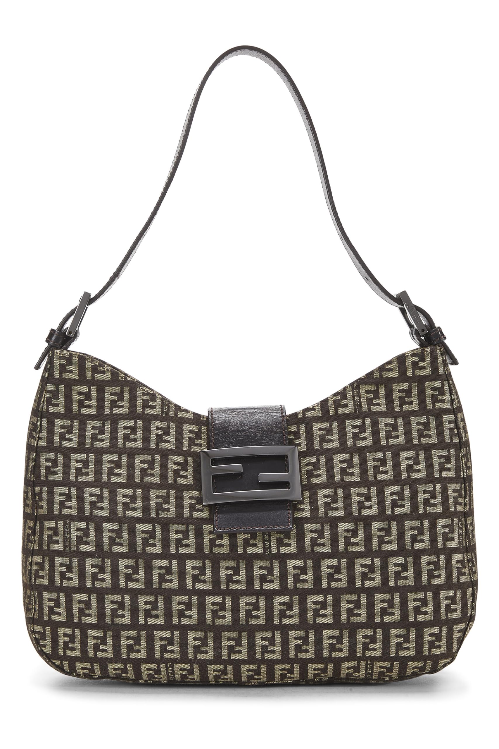 Fendi, Brown Zucchino Canvas Shoulder Bag, Brown