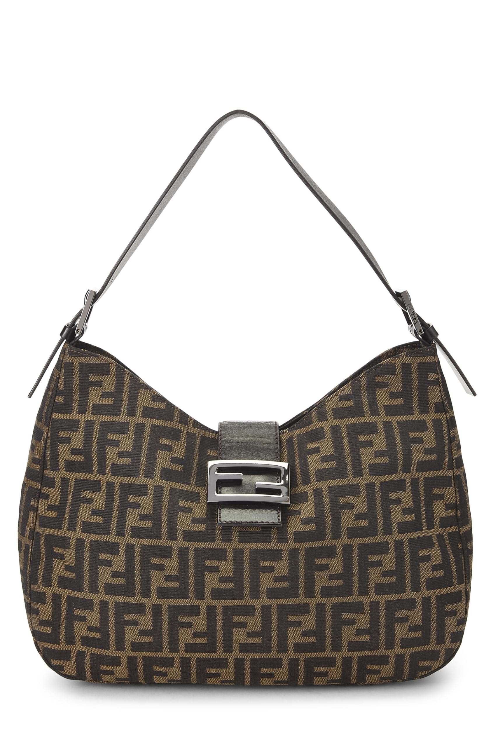 Fendi, Brown Zucca Canvas Shoulder Bag, Brown