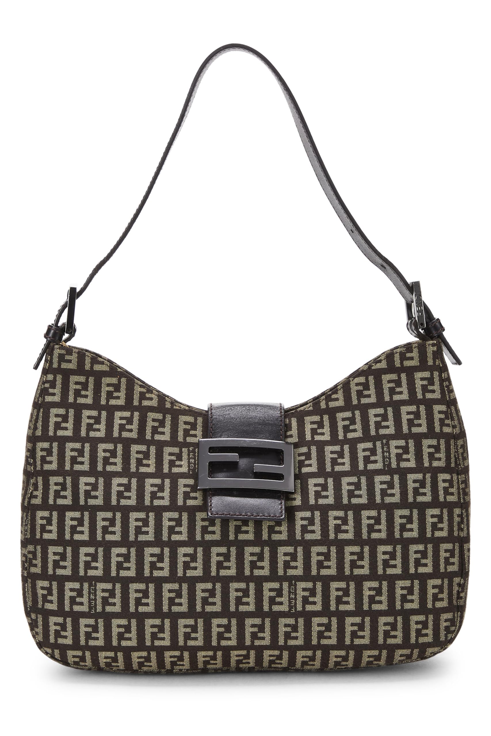 Fendi, Brown Zucchino Canvas Shoulder Bag, Brown