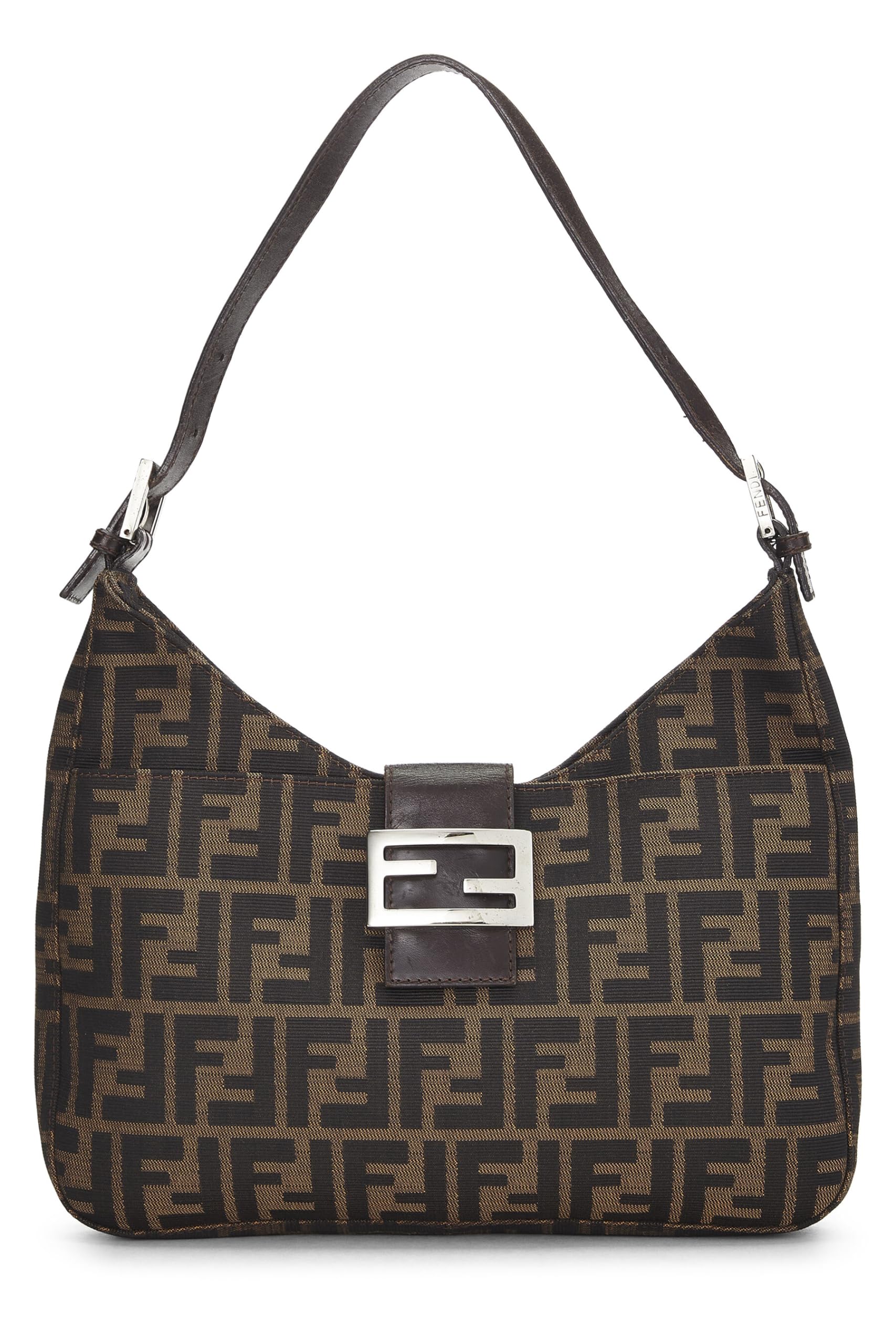Fendi, Brown Zucca Canvas Shoulder Bag, Brown