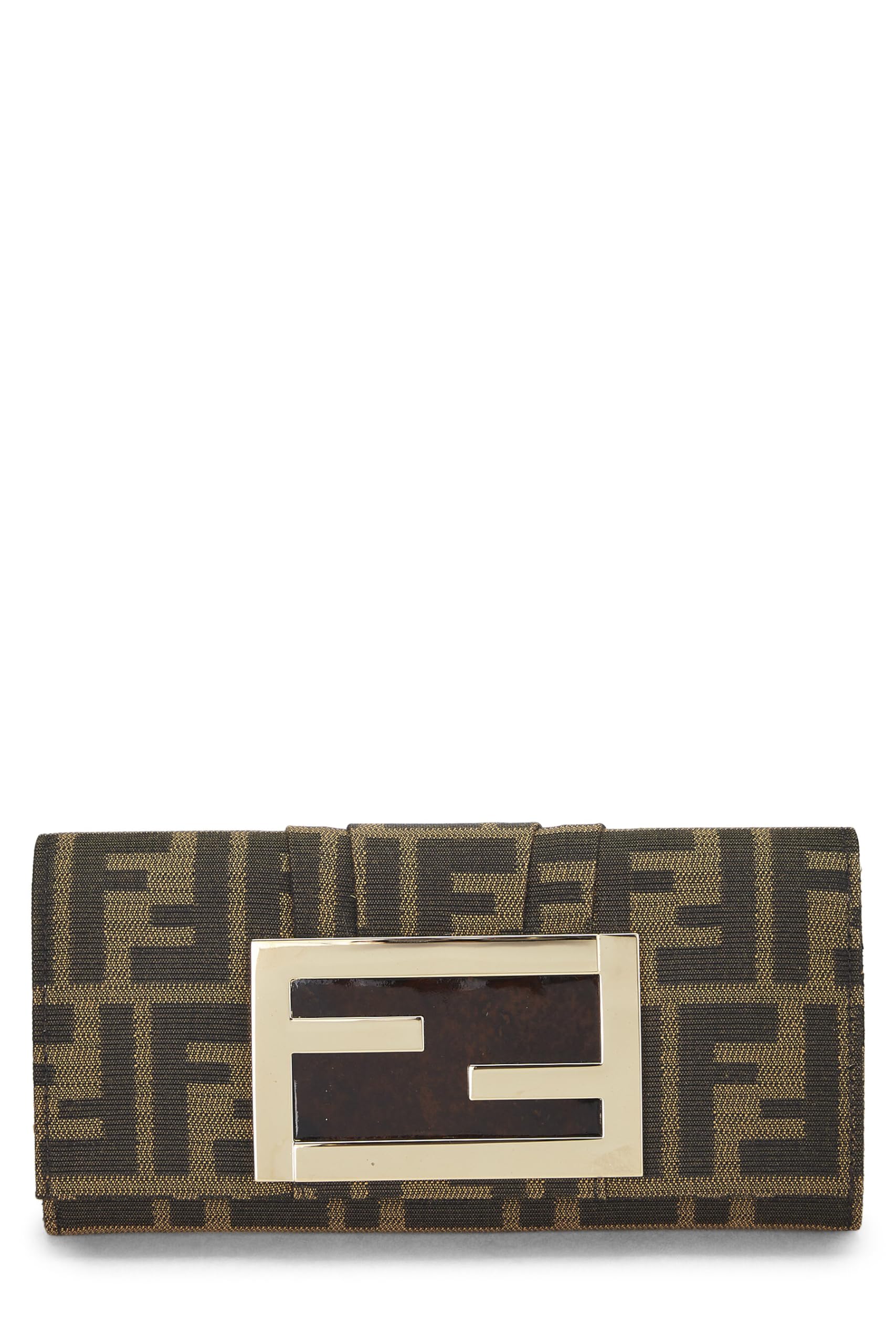 Fendi, Brown Zucca Canvas Long Wallet, Brown
