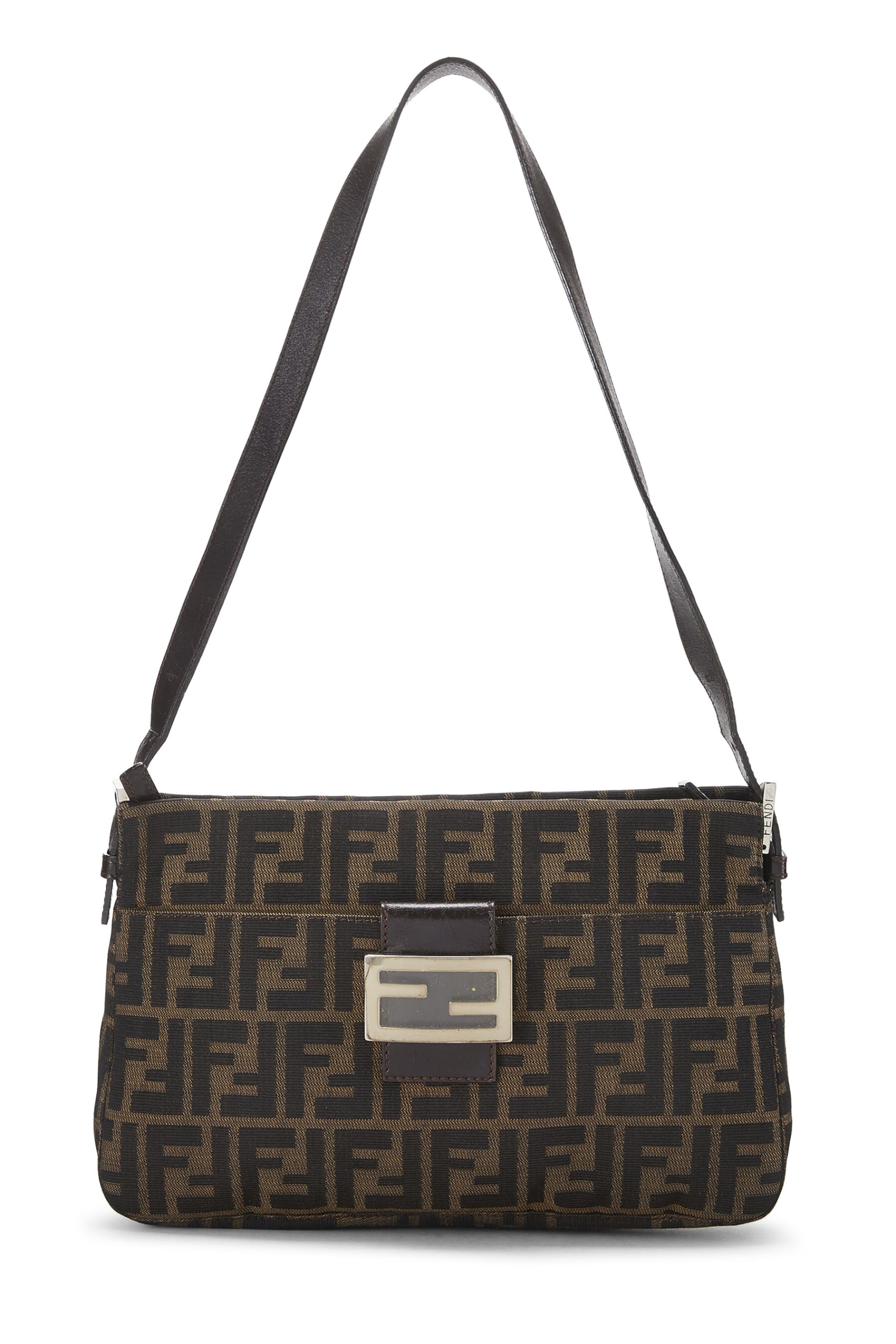 Fendi, Brown Zucca Canvas Shoulder Bag, Brown