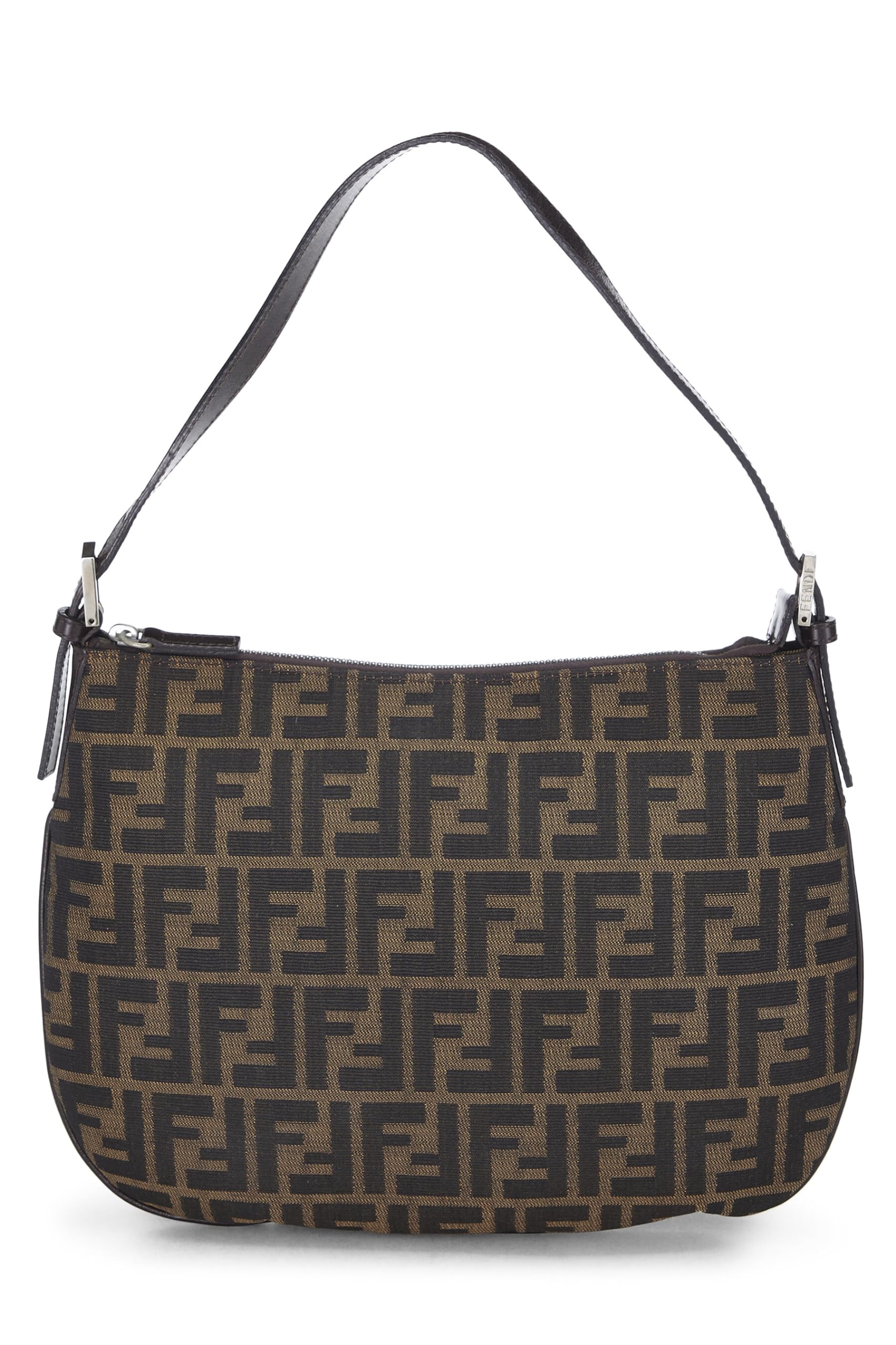 Fendi, Brown Zucca Canvas Shoulder Bag, Brown