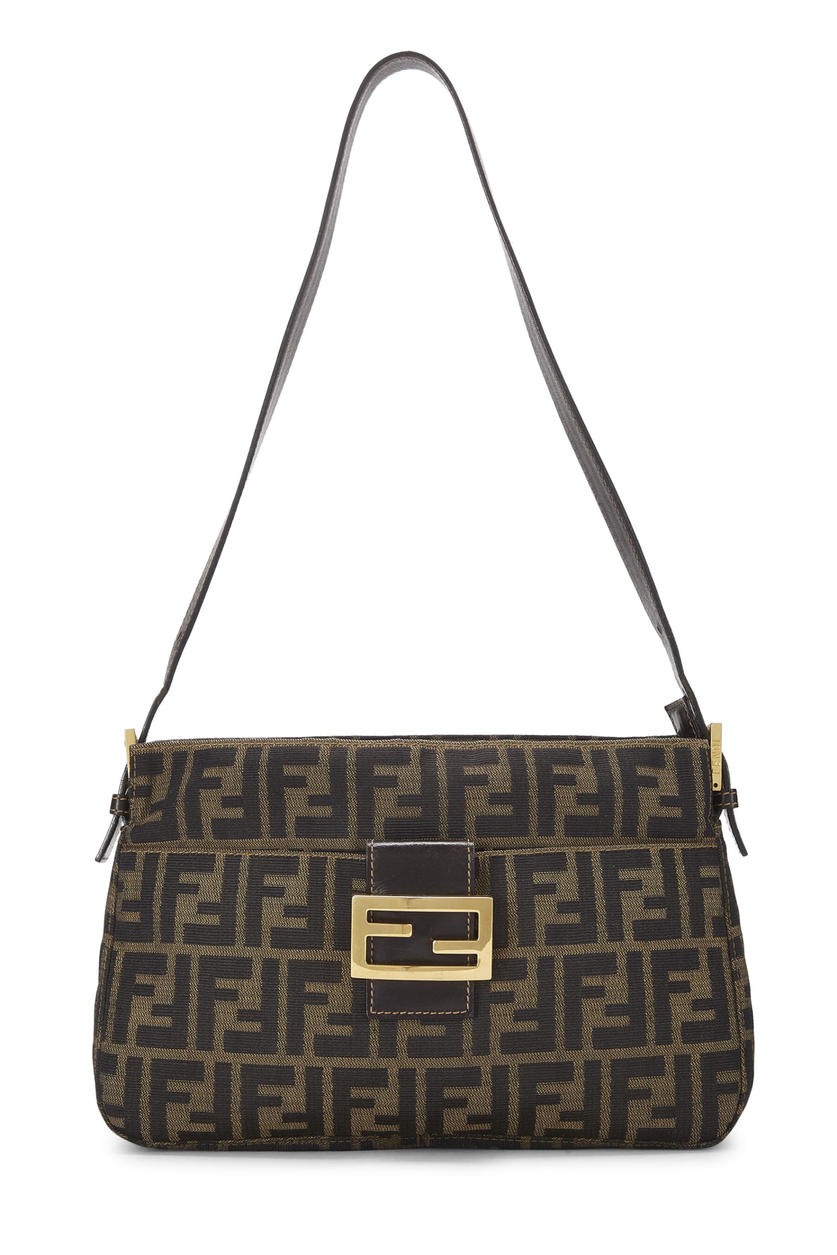 Fendi, Brown Zucca Canvas Shoulder Bag, Brown