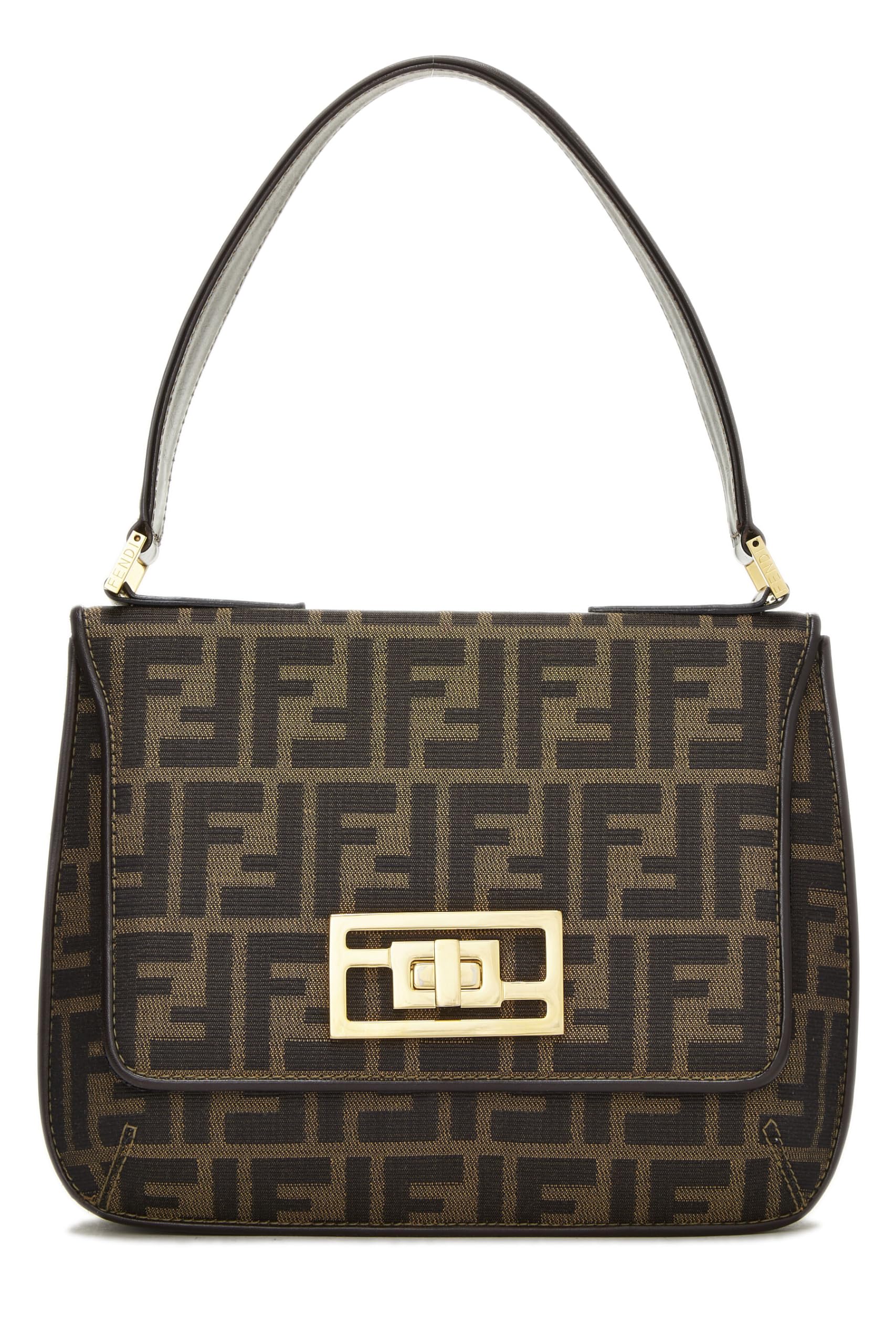 Fendi, Brown Zucca Canvas Shoulder Bag, Brown
