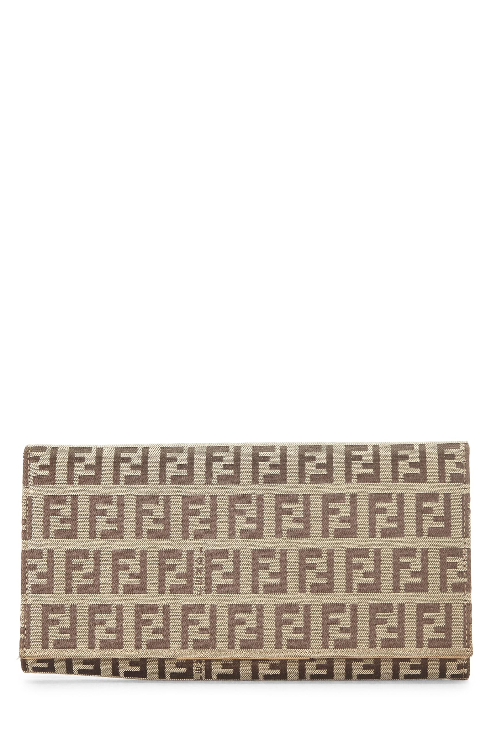 Fendi, Beige Zucchino Canvas Contential Wallet, Beige