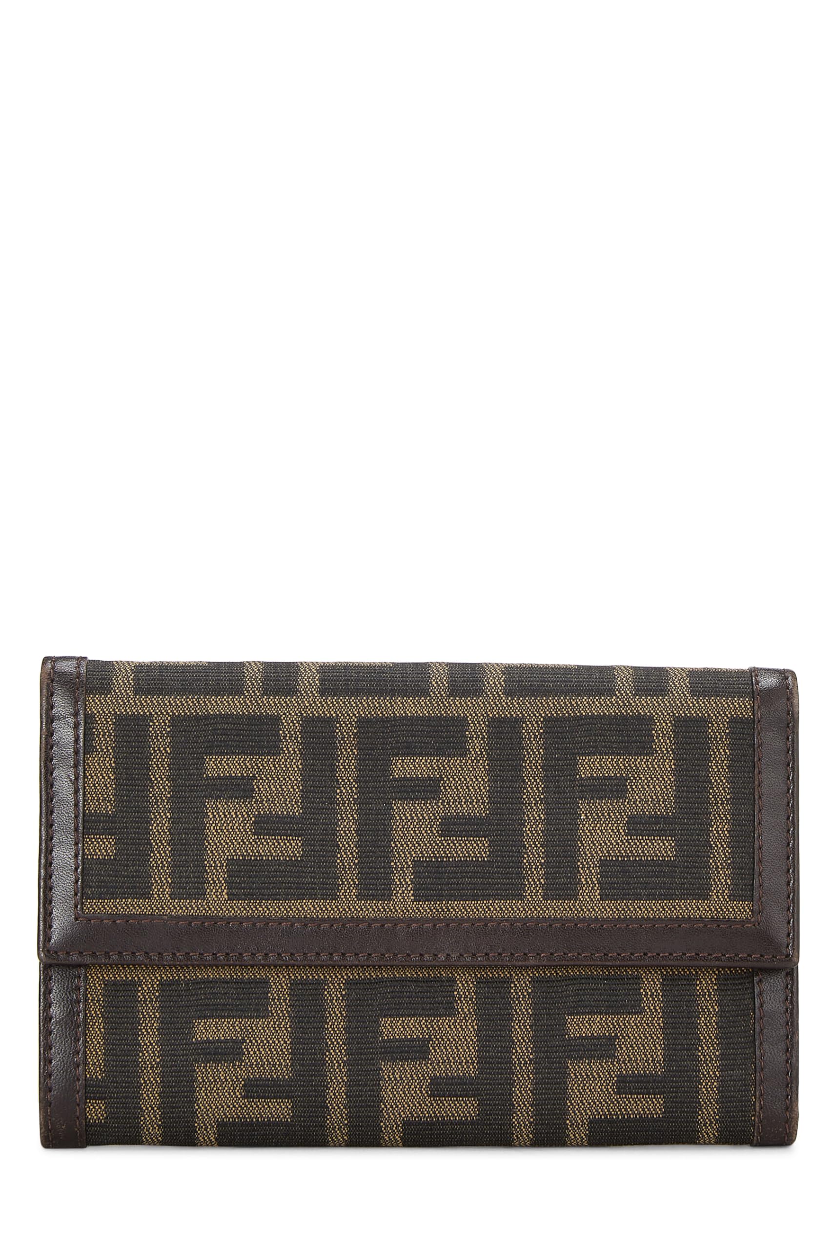 Fendi, Brown Zucca Canvas Long Wallet, Brown